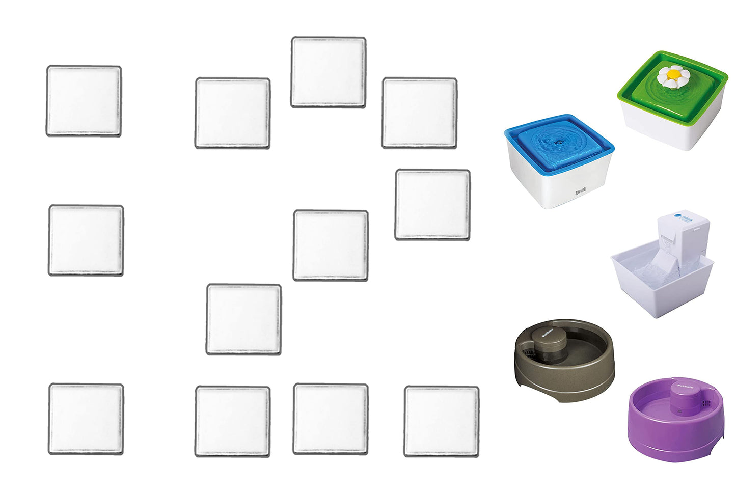 Amazinpure - Mini filtro de repuesto compatible con Catit Mini fuente de flores 44005 96411 Zeus Mini fuente de agua Aqua Cube Falls Petsafe Current Pet Fountain 2.6 x 2.6 pulgadas, paquete de 12