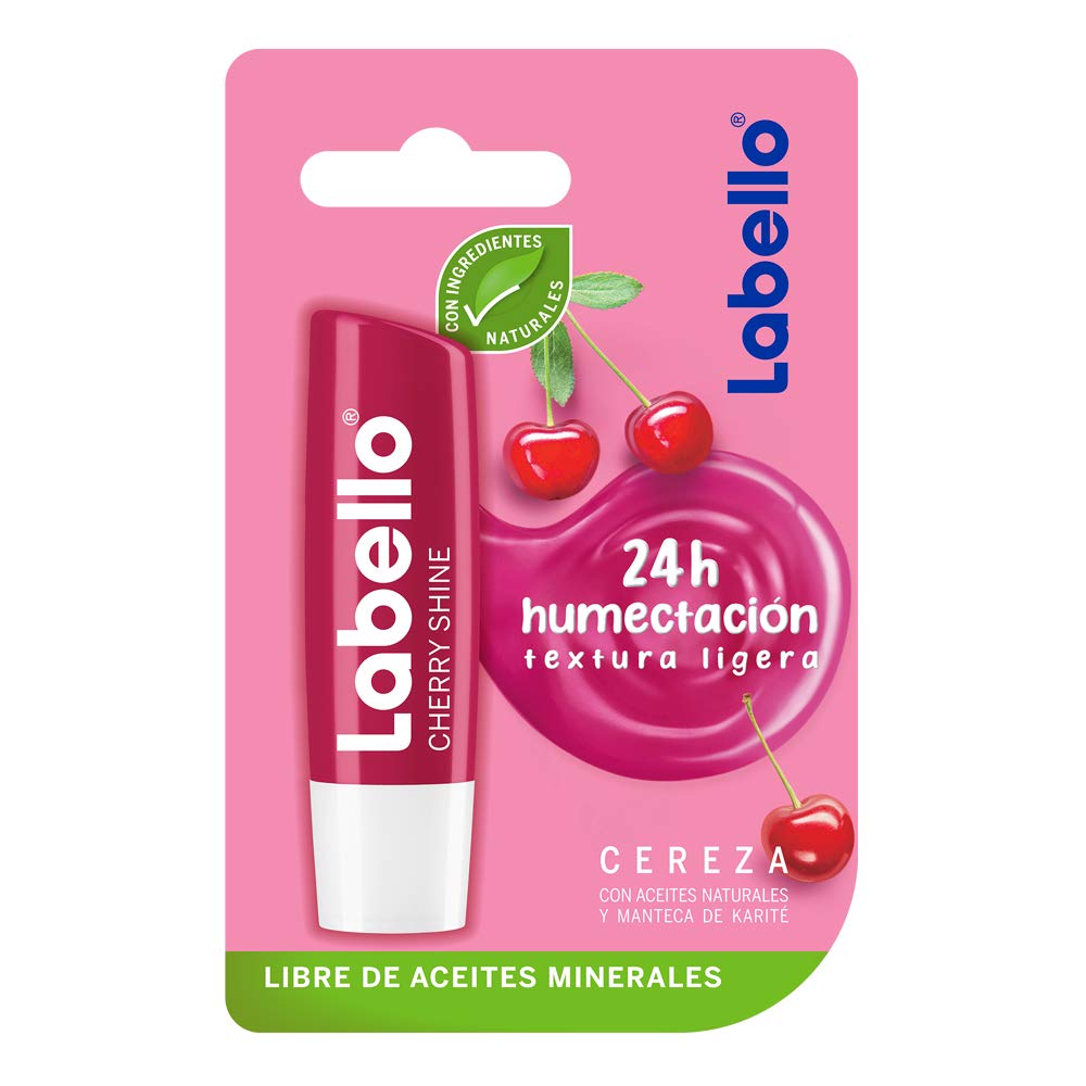 Labello Bálsamo Labial Caring Beauty Nude (4.8 g), Color Intenso y Cuidado Duradero con Vitamina E y Aceite de Almendras Orgánico + Cereza 4.5g, color Cereza, 4.8 gram, pack of/paquete de