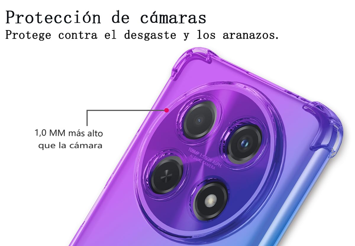 DABUNA Funda para Huawei Nova 13i / Nova 12i Case Uso Rudo,Transparente Colores Degradados Protectora de Cámara Anticaída Carcasa Bumper(Púrpura Azul)