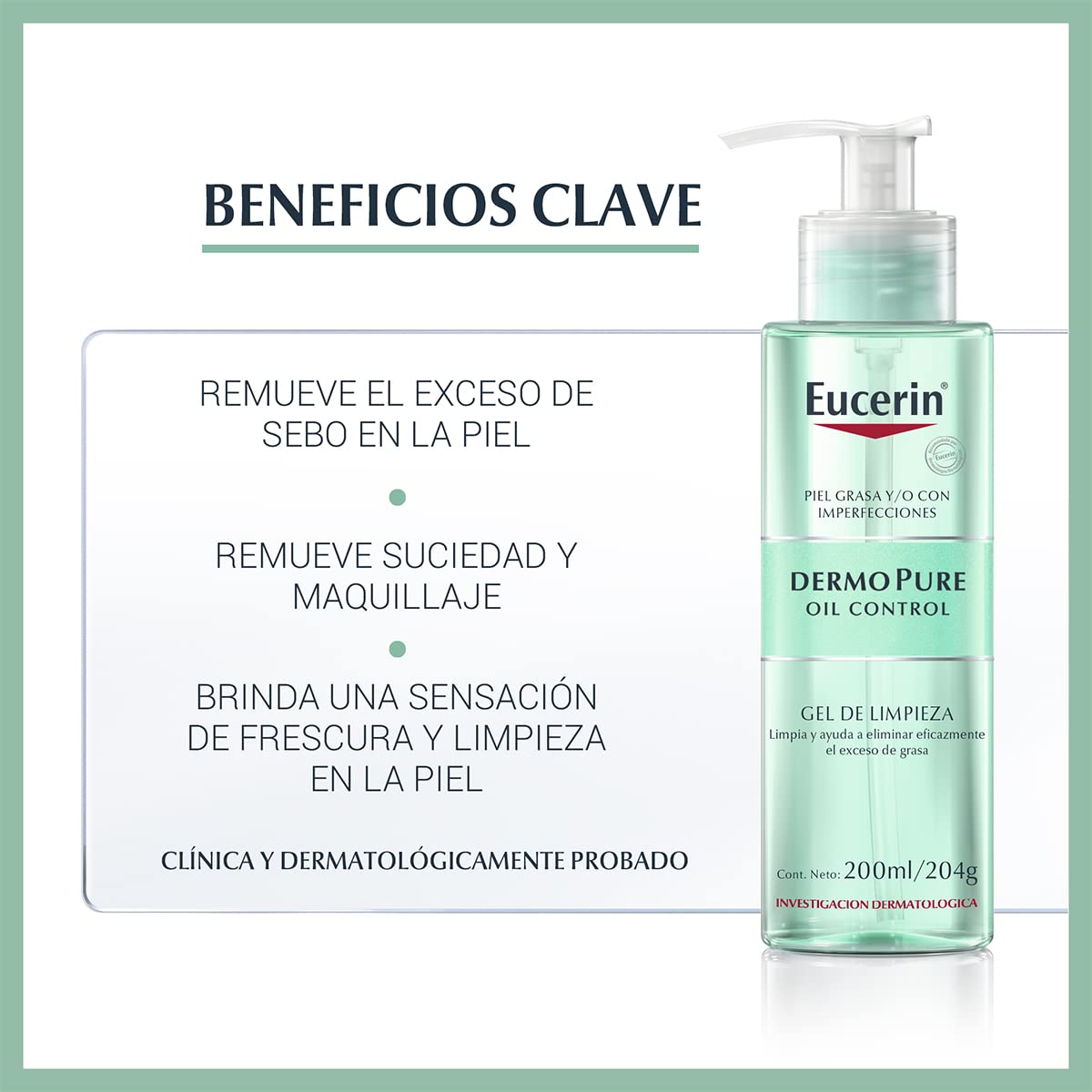 Kit Eucerin DermoPure Gel Limpiador Facial, 200 ml + Eucerin Sun Oil Control Fps 50+ Tono Medio 50Ml