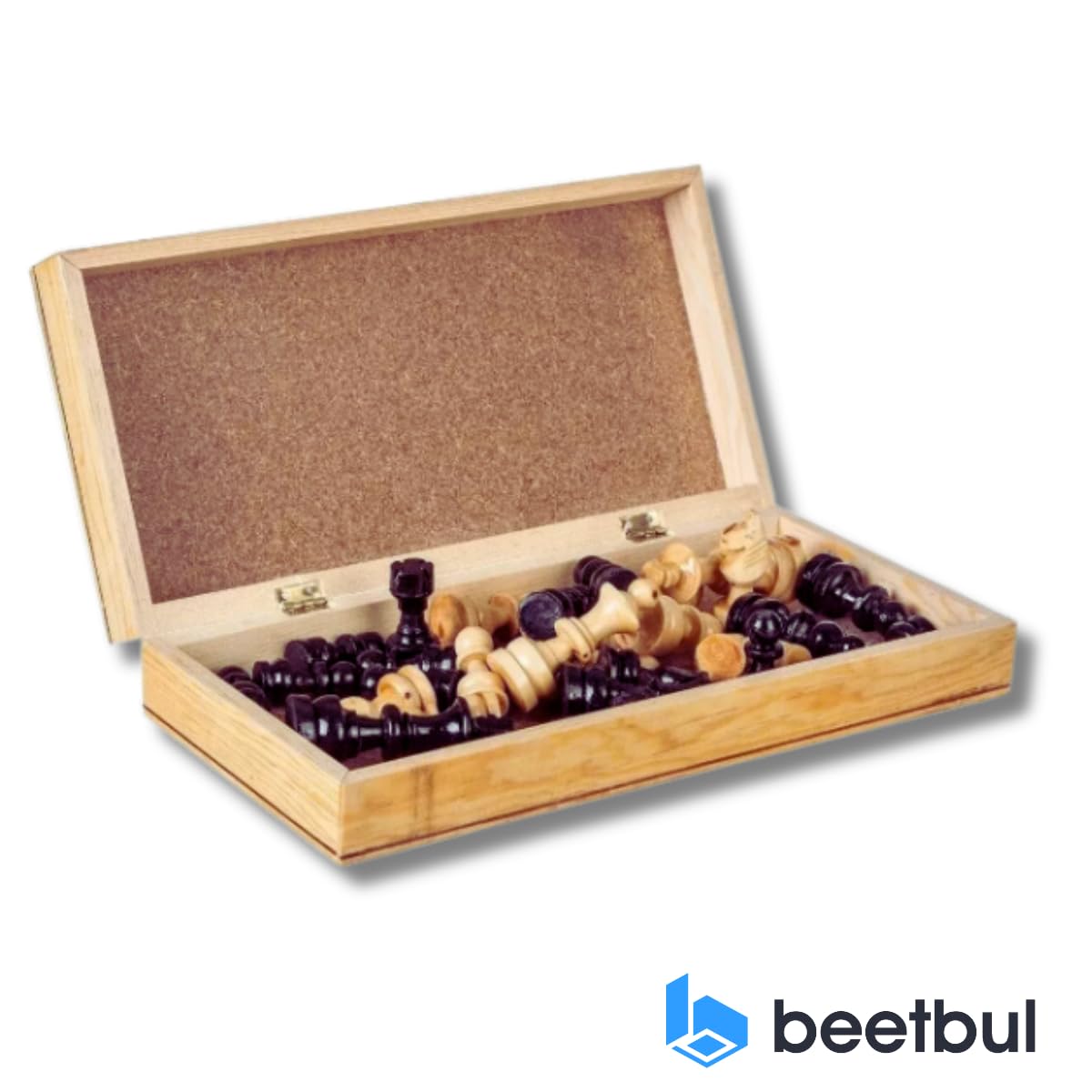 Beetbul Ajedrez de Madera Artesanal, Tablero Plegable de 20 cm x 20 cm - 32 Piezas, fácil Transporte, Hecho por Mexicanos