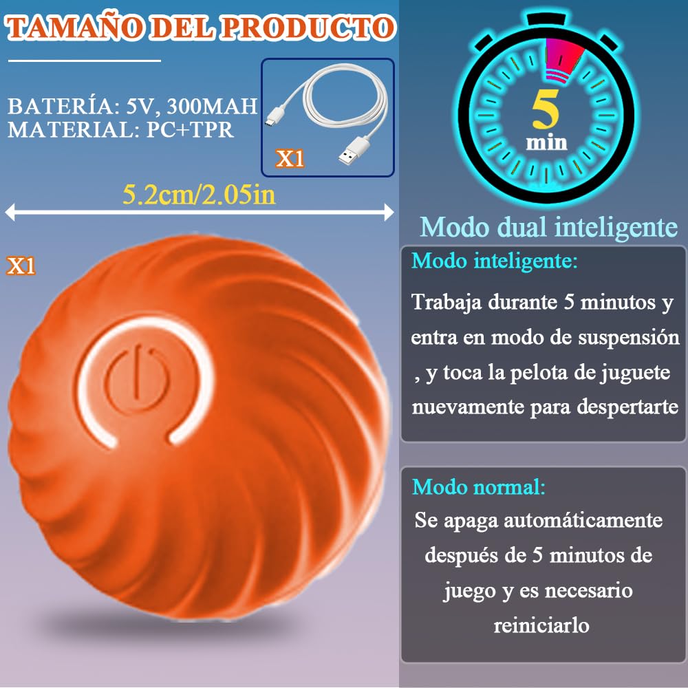 Pelota de Juguete para Perros Inteligente, Pelota Interactiva para Perro, Lanzador de Pelotas para Perro, Pelota para Perro Que Se Mueve Sola, Adecuado para Perros Pequeños/Pequeños/Medianos/Grandes