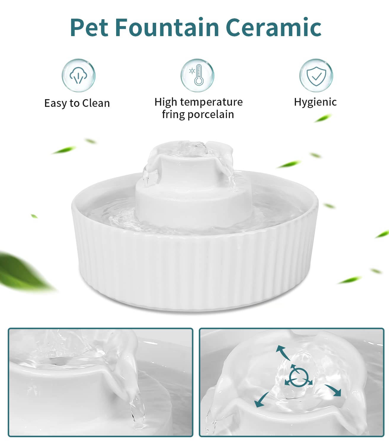 Fuente de Cerámica NautyPaws Azul con Dispensador Automático para Mascotas