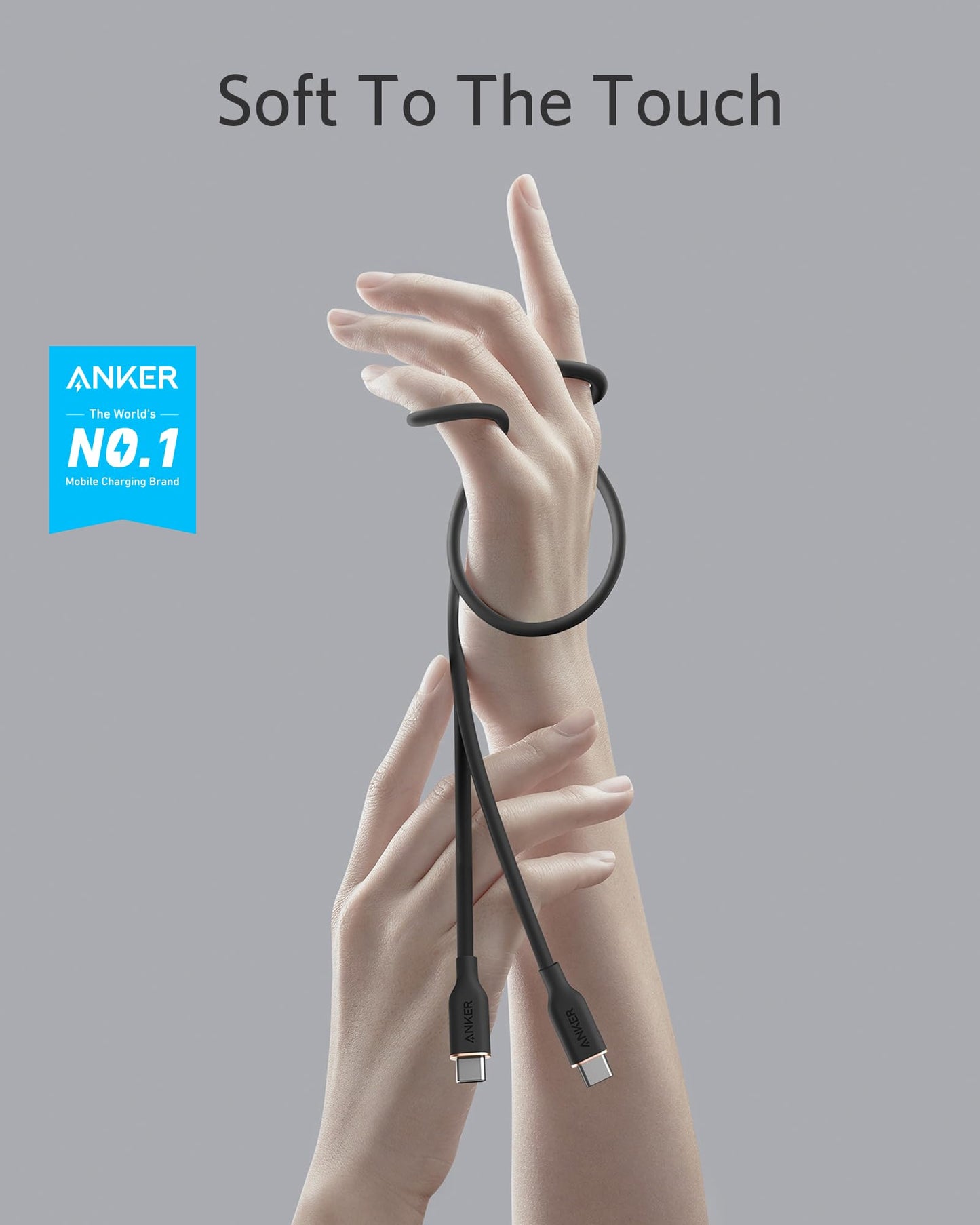 Cable de Carga USB-C Anker PowerLine III Flow Negro Noche 100 W 1.8M Compatible con iPhone y MacBook Pro
