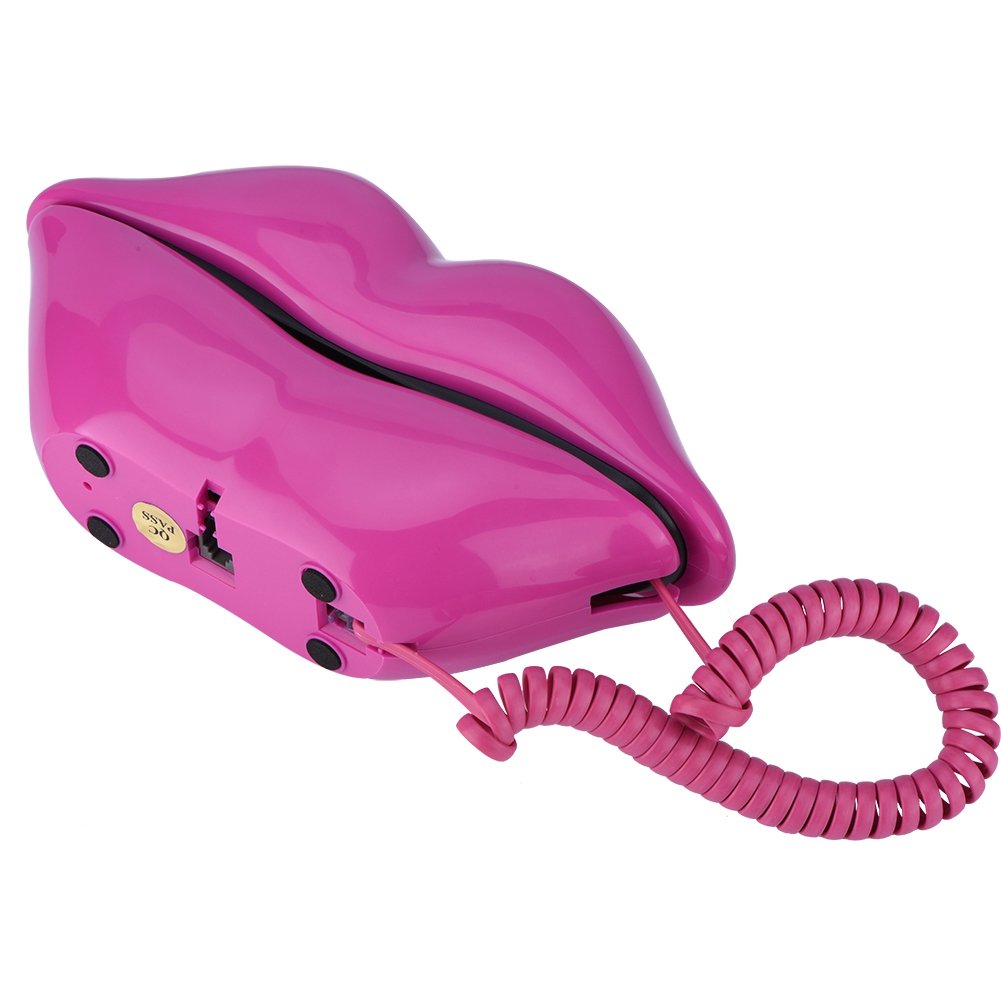Eboxer Teléfono Creativo con Cable, Novedad Gracioso Labio Rojo Rosa Teléfono Fijo de Decoración como Regalos para Amigos y Familias,Adecuado para Hotel, Hogar, Oficina