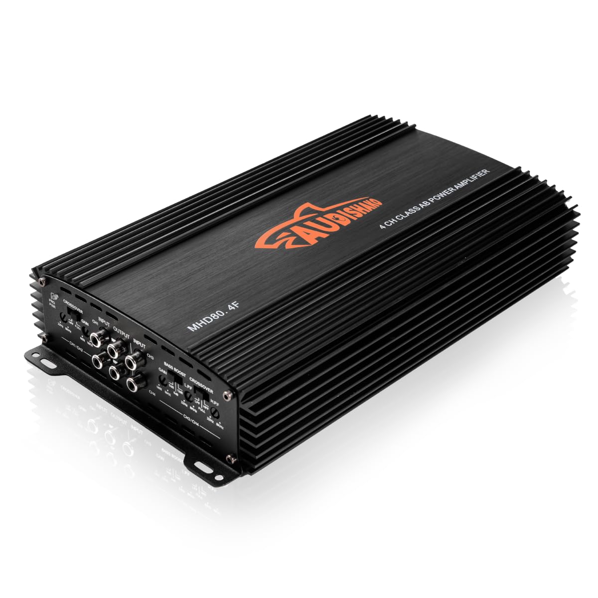 AUDISHAKO 1200W Amplificador de Audio para Coche de 4 Canales,Amplificador para Auto de Clase A/B, 2 Ohm 160W x 4 Canales, Coches Deportivos y Otros Sistemas de Audio para Coche