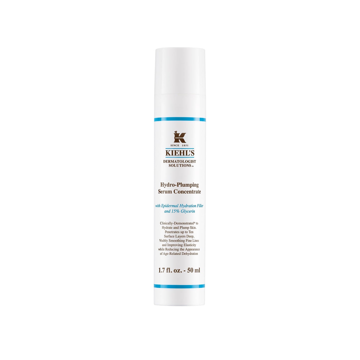 Kiehl's Hydro-Plumping Serum, Suero Facial Hidratante, Hidrata y ayuda a mejorar la apariencia de la piel dandole suavidad y sensación de elasticidad, con Relleno de Hidratación Epidérmica y 15% Glicerina 50 ml