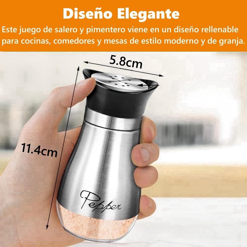 Juego de salero y pimentero de vidrio, Saleros de Mesa, con Parte Inferior de Vidrio, accesorio de mesa para sal y pimienta (Forma de pingüino)