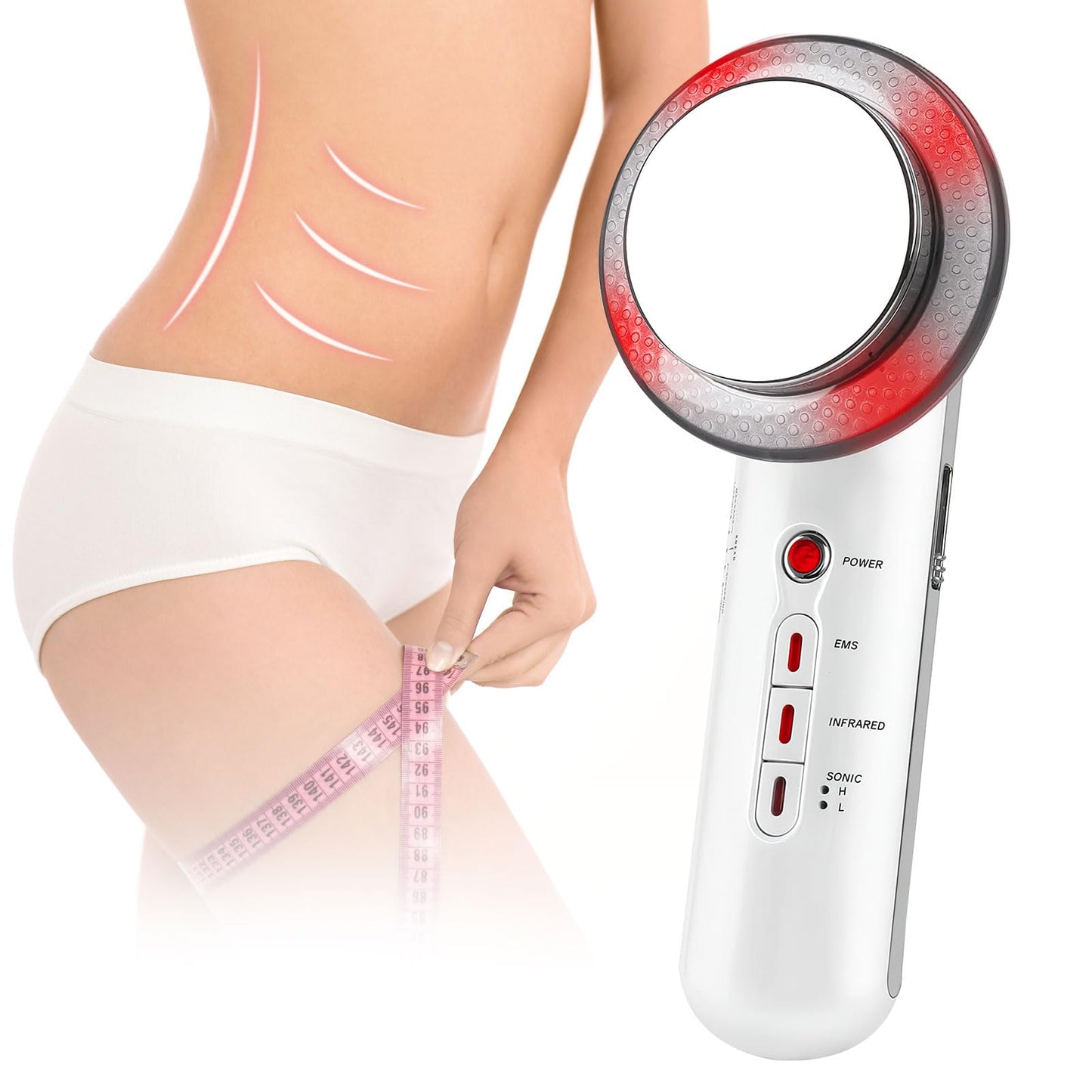 Masajeador Ultrasónica de Cavitación 3 en 1, EMS Terapia de Luz Infrarroja, Ultrasonido Fisioterapia Máquina Dispositivo Eléctrico,Masajeador Multifuncional para Rostro Mano Brazo Cuello Pie Cuerpo