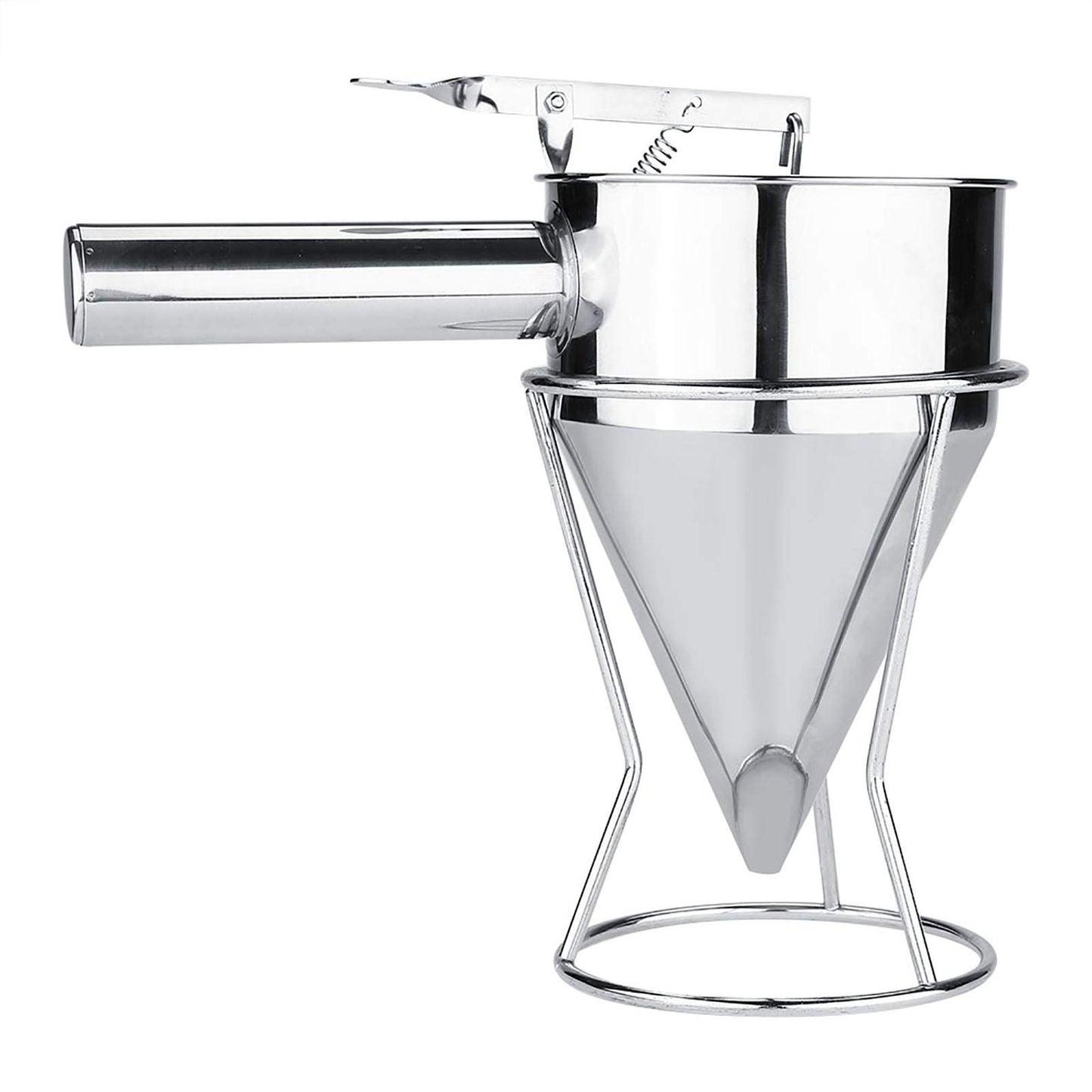 Jadeshay Embudos para Cocina, Dispensador de Masa para Hotcakes Dispensador de Masa para Takoyaki Embudo de Acero Inoxidable con Soporte, Perfecto para Cocinas Profesionales, Pastelerías y Juice Shops
