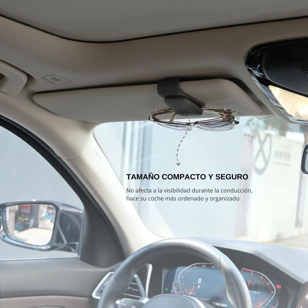 Timotech Soporte para Gafas de Sol, Soporte Magnético de Cuero para Lentes de Sol, Porta Lentes para Auto, Accesorios para Interior de Carro, Clip para Colgar Lentes para Automóvil (Negro)