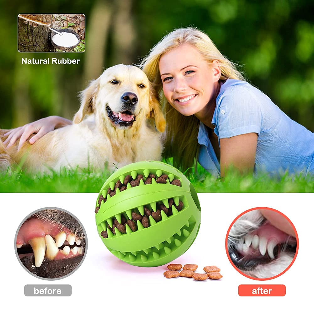 LISAPRO Pelotas Grandes de Goma para Mascotas, duraderas, funcionales para Limpieza y Cuidado Dental para Mascotas, Juguete para Perro, Pelota de Goma Resistente a mordeduras(1Verde +1 Amarillo)