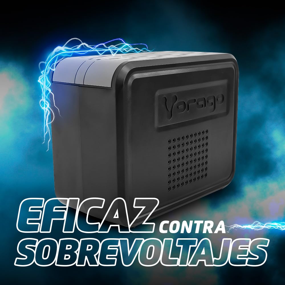 Regulador de Voltaje Vorago AVR-100 Negro Protección contra Sobretensiones Montaje en Pared
