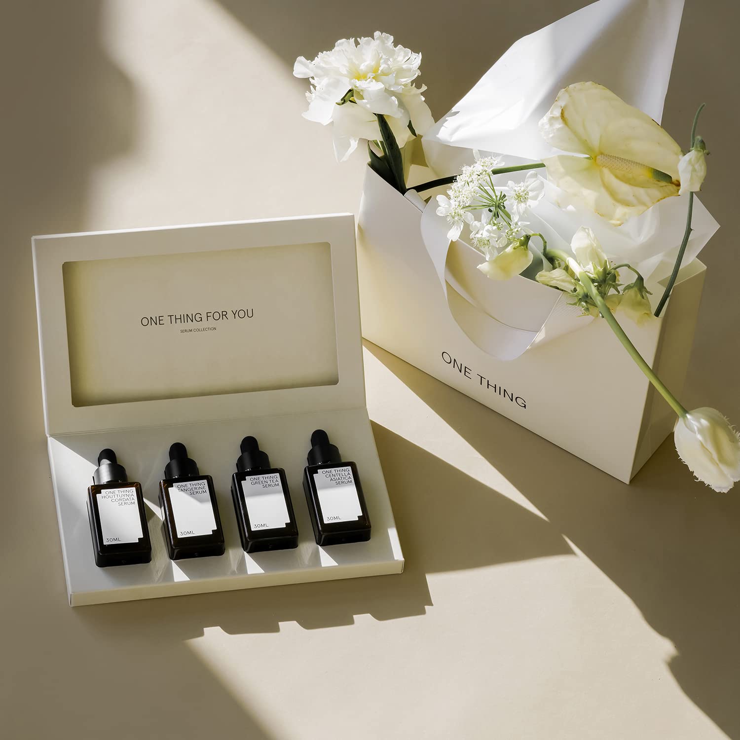 ONE THING Juego de suero de 1 onza líquida. * 4 piezas | Kit de cuidado de la piel de ampolla facial vegana, juego para preocupaciones específicas del cuidado de la piel, calmante hidratante iluminador, cuidado de la piel coreano