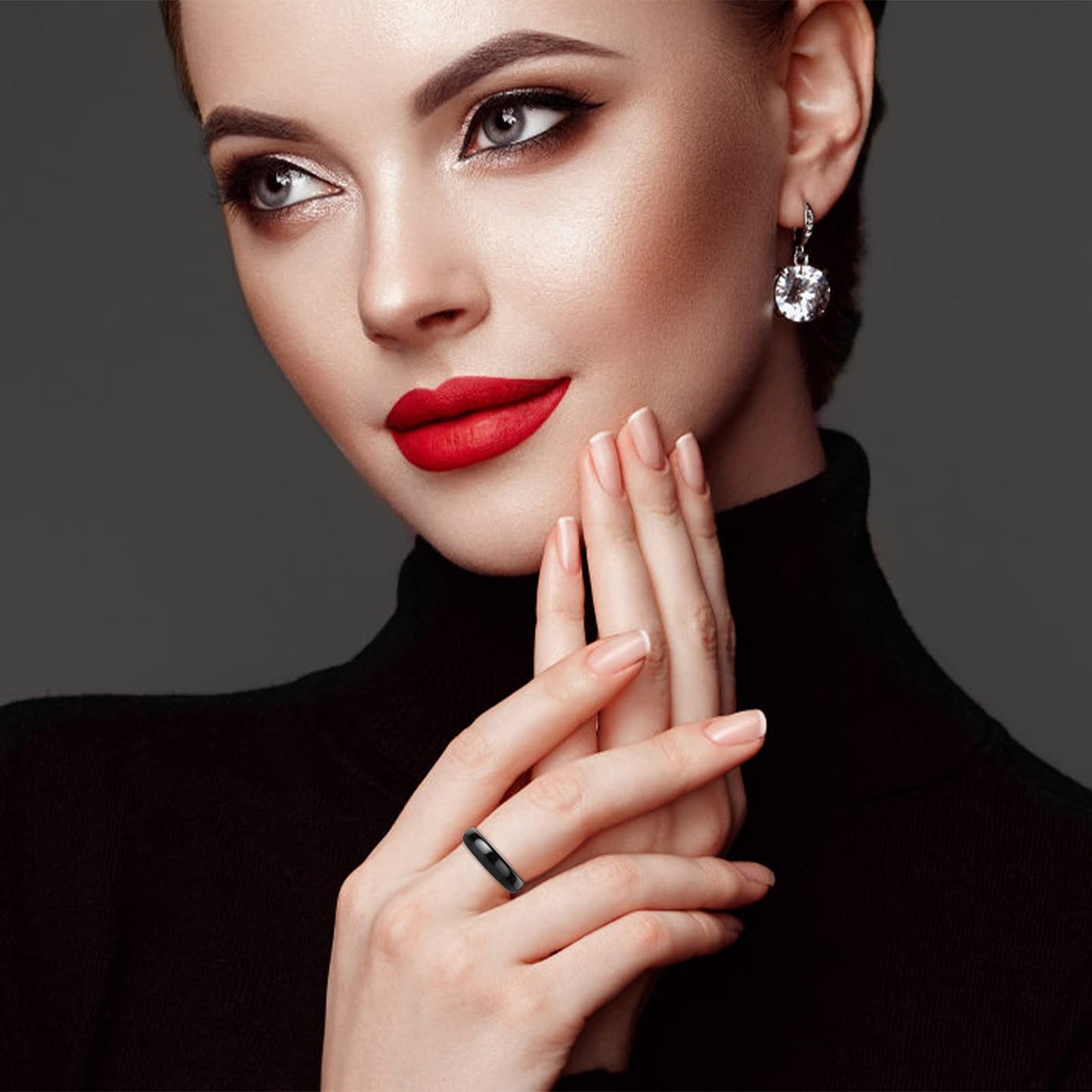 Anillo de Hematita Unisex Genuinas Piedras Magnéticas Curativas para Mujeres y Hombres