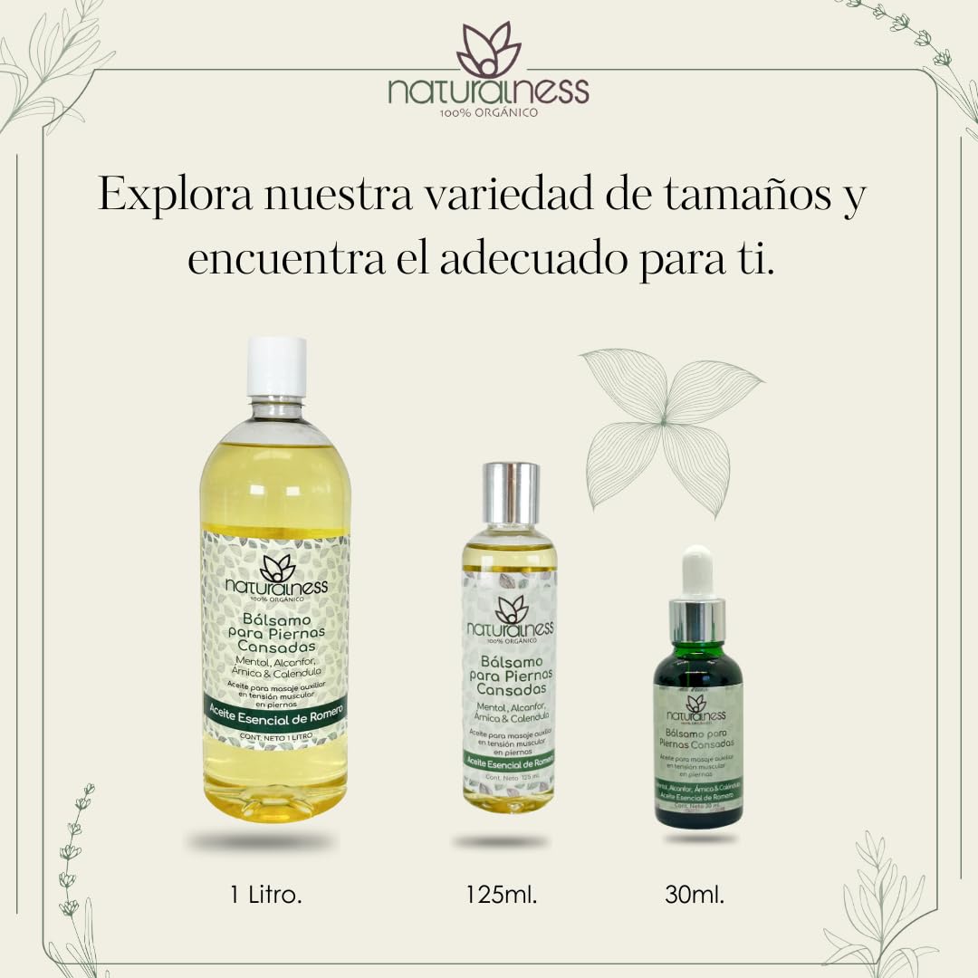 Aceite para Masaje Naturalness Piernas Cansadas Bálsamo Refrescante con Mentol, Alcanfor y Romero