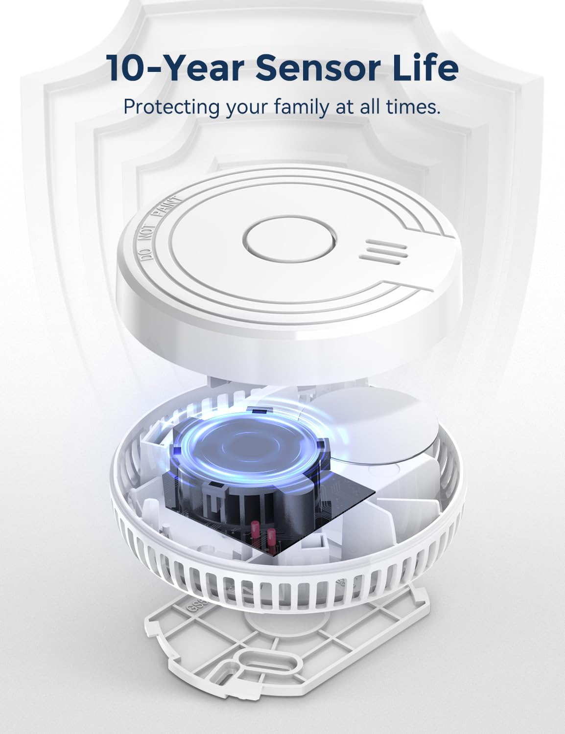 Ecoey Detector de Humo con tecnología fotoeléctrica, Detector de Incendios con botón de Prueba y señal de batería Baja, Alarma de Incendios para recámara y hogar, FJ136GB, 1 Paquete pequeño