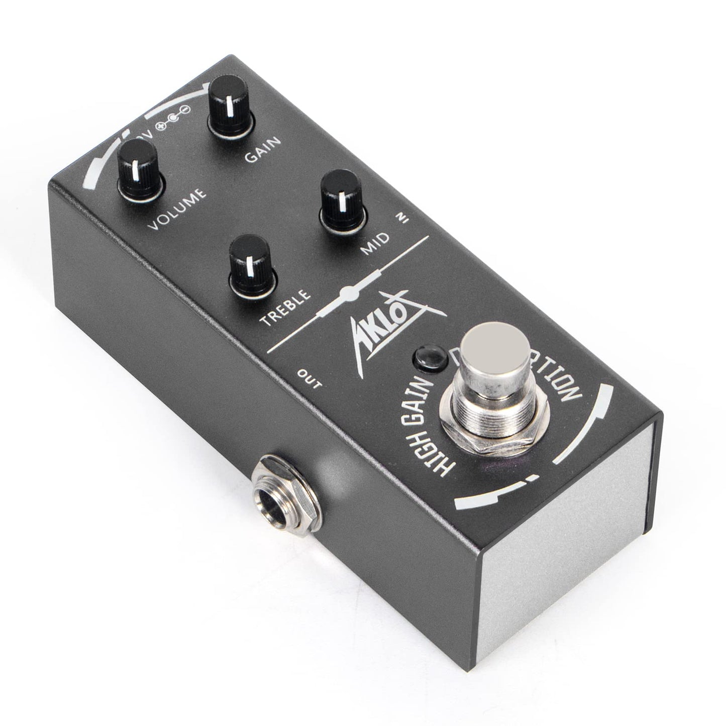 AKLOT Pedal de guitarra de distorsión de alta ganancia, mini pedales de efectos eléctricos tipo único DC 9V True Bypass