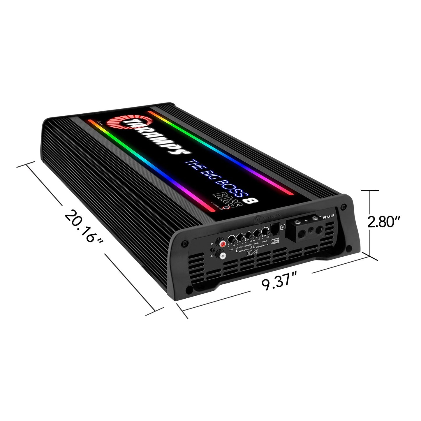 Amplificador Taramps Negro Multiimpedancia Monobloque Clase D 8000 Vatios RMS Audio Inteligente para Coche