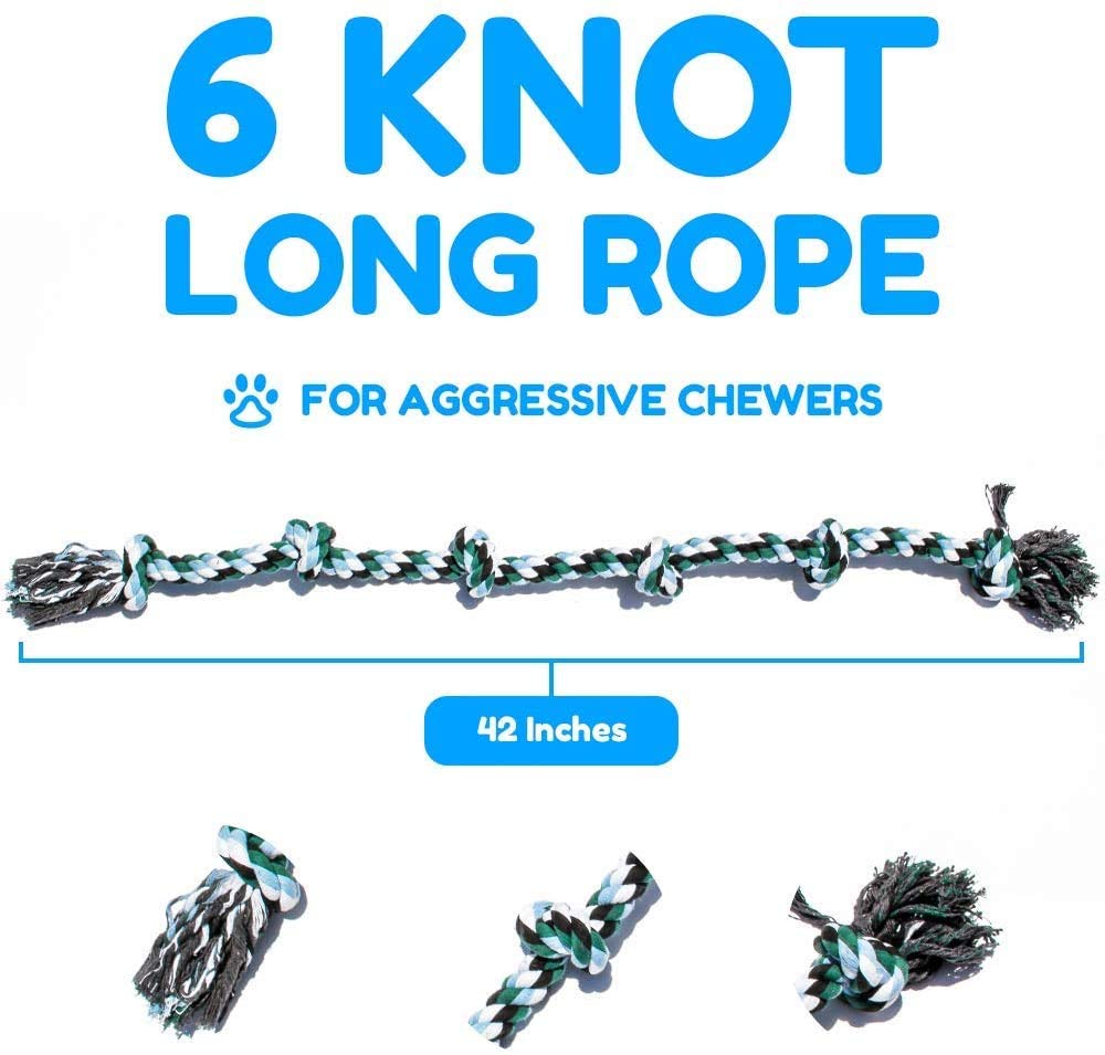 Juguete de cuerda gigante XXG para perros extragrandes, 107 cm de largo y 6 nudos, en beneficio de organización de rescate animal sin fines de lucro, juguete indestructible para masticadores agresivos y razas de perros grandes