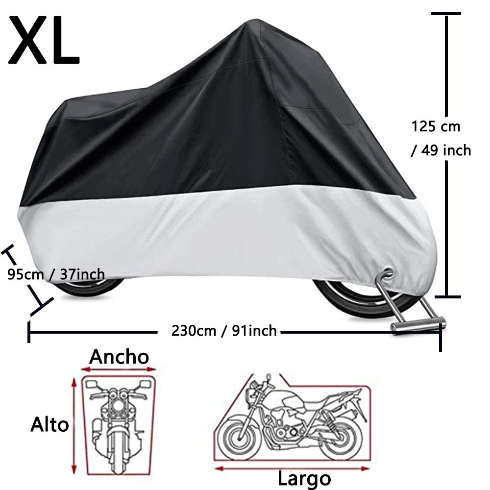 Funda Impermeable para Motocicleta Yesjoy XL Negro Plata Resistente al Agua y UV