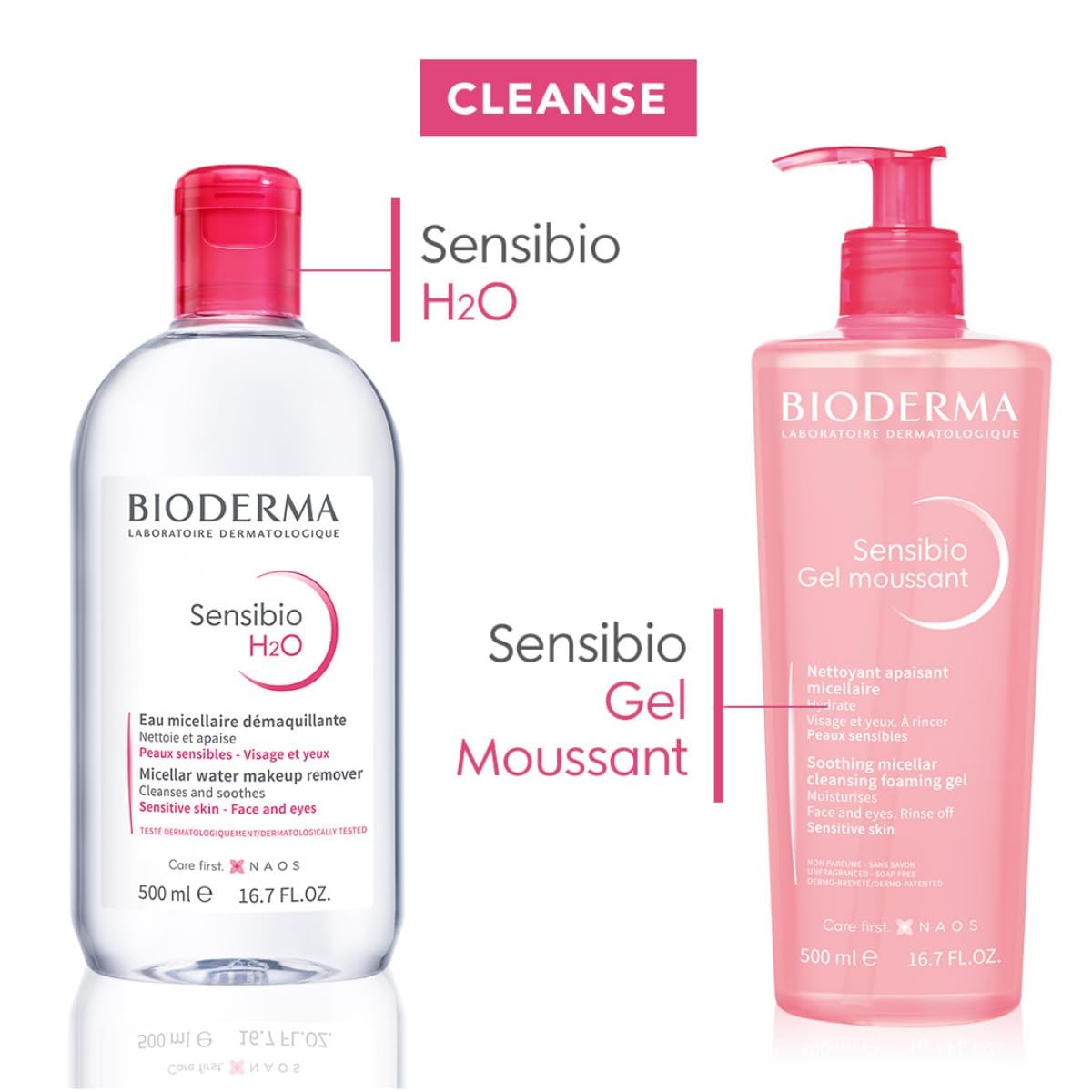 Bioderma Crealine H2O Solution Makeup Remover Micellaire Demaquillante, 16.9 Oz