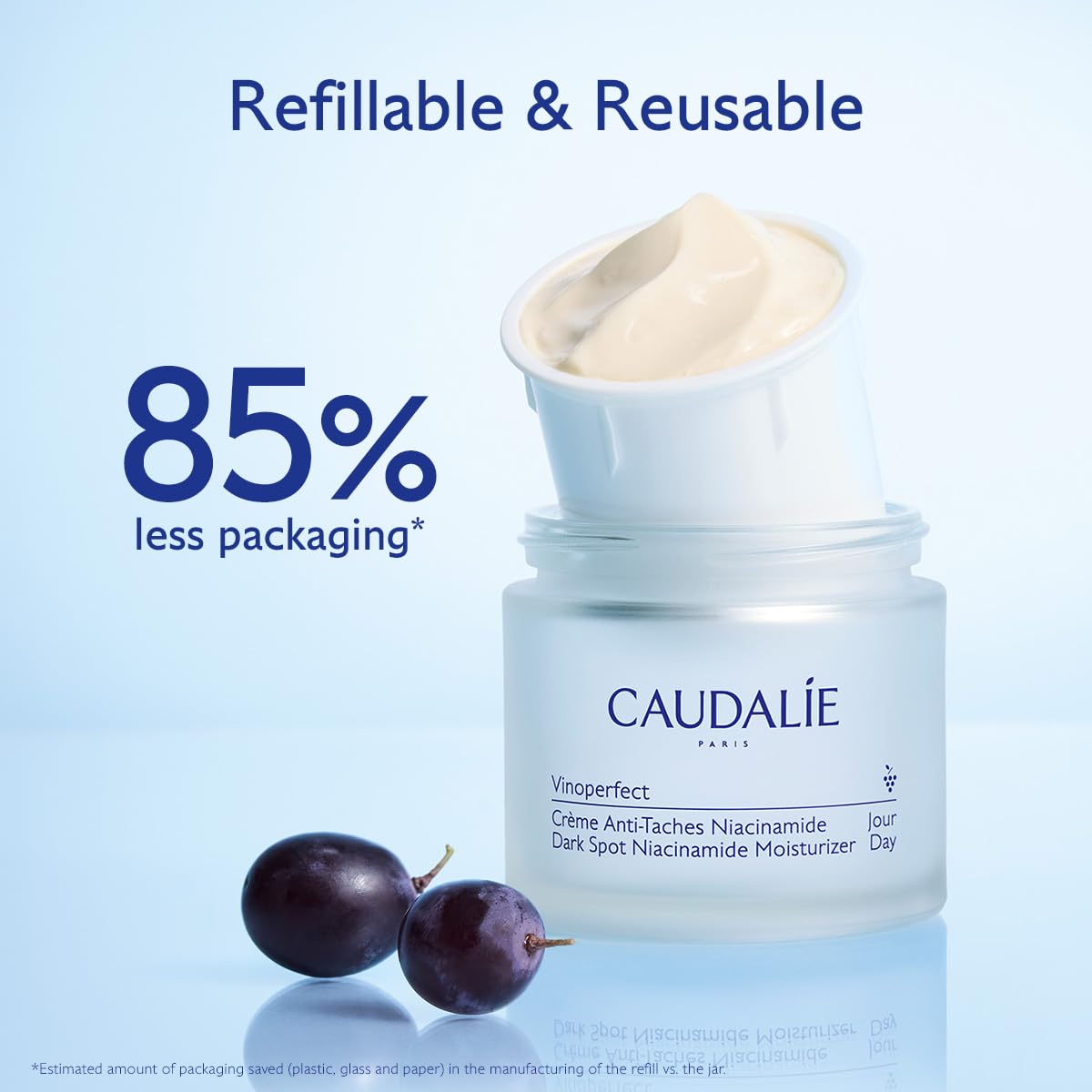Caudalie Vinoperfect Hidratante con Niacinamida Anti Manchas, Envase Recargable - 50 mL