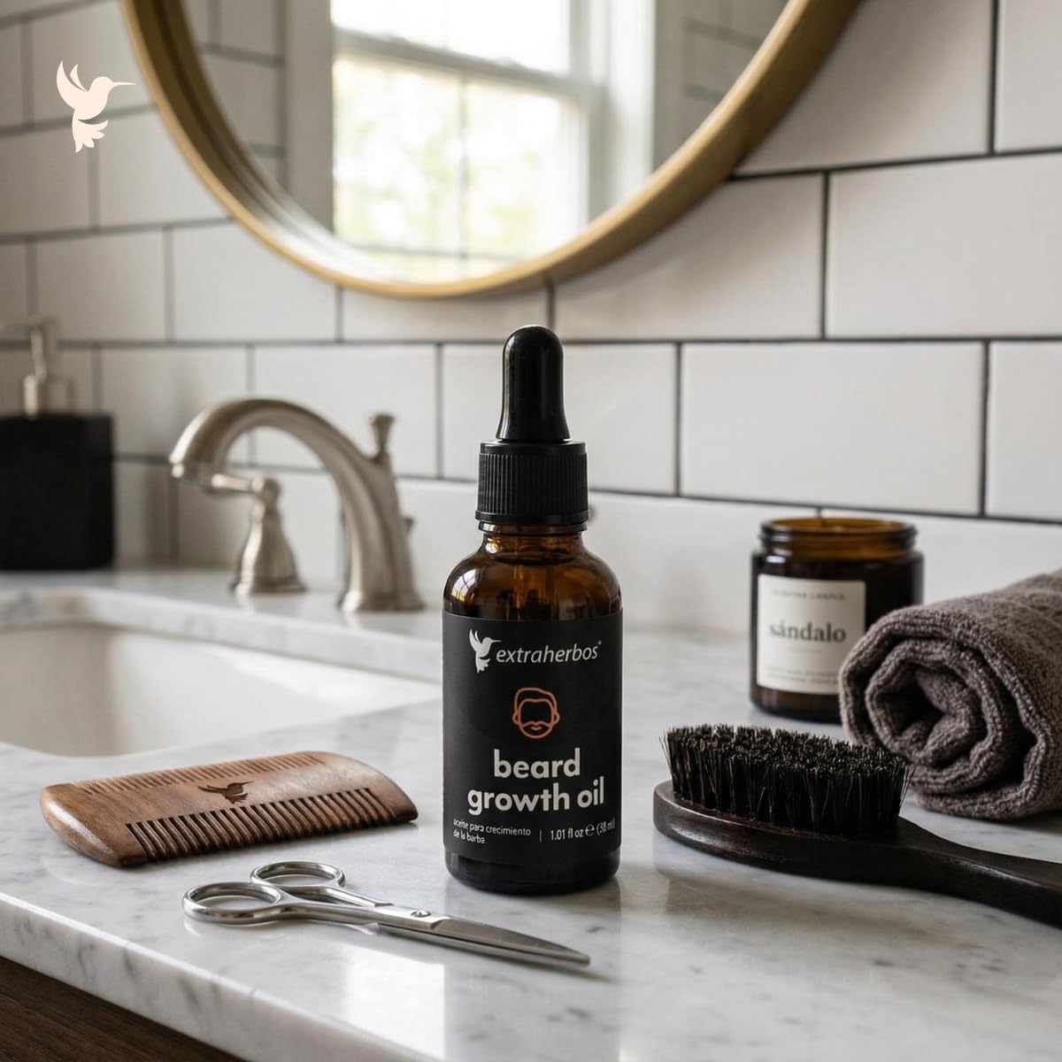 Extraherbos Aceite Capilar Orgánico 30ml - Con Romero, Coco MCT, Bergamota, Vitamina E, Promueve Crecimiento Capilar e Hidratación