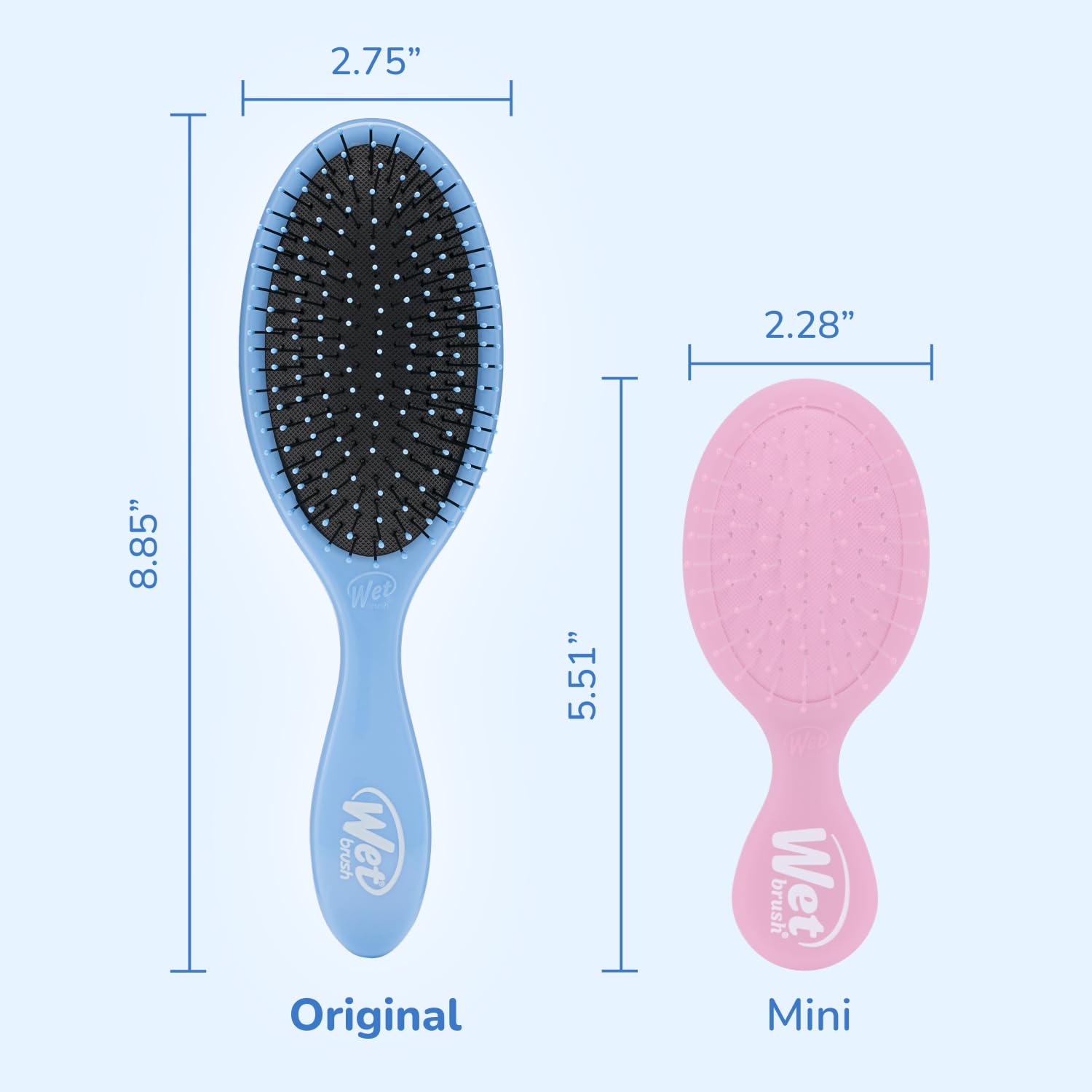 Wet Brush Cepillo desenredante original, cielo, todo tipo de cabello, cerdas IntelliFlex ultra suaves que se deslizan a través de enredos con facilidad, peine sin dolor para hombres, mujeres, niños y niñas