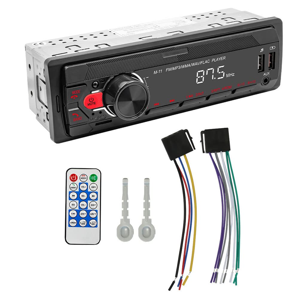 Feiniao Reproductor de MP3 para automóvil, Reproductor Estereo para Automovil, Receptor estéreo BT Radio FM Soporte de Llamadas con Manos Libres Carga USB U-Disk/Tarjeta TF/AUX-IN Asistencia de Voz