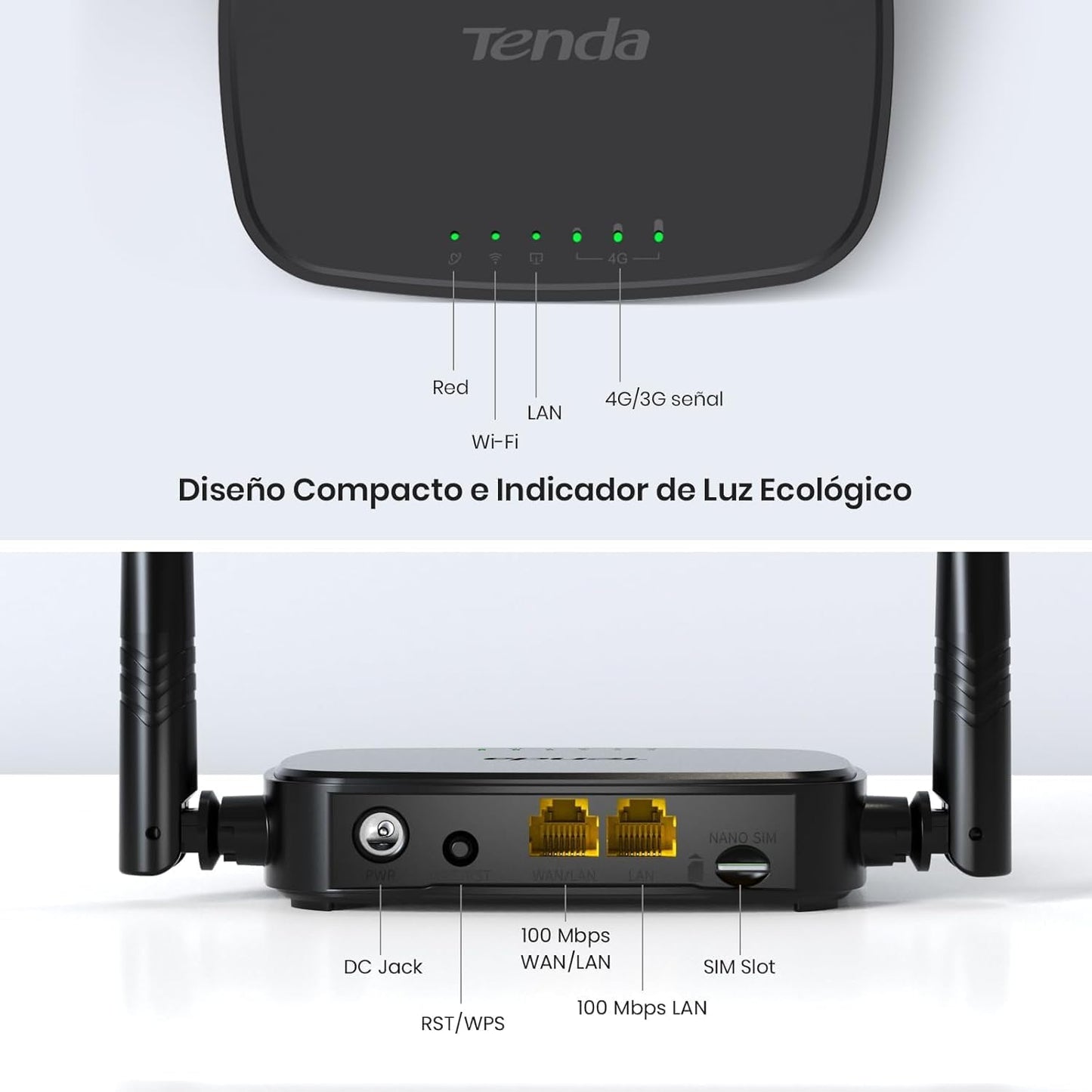 Tenda 4G03 Pro Router 4G LTE Portátil | WiFi 300Mbps + Puerto LAN/WAN | Plug & Play, Compatible con Operadores Múltiples