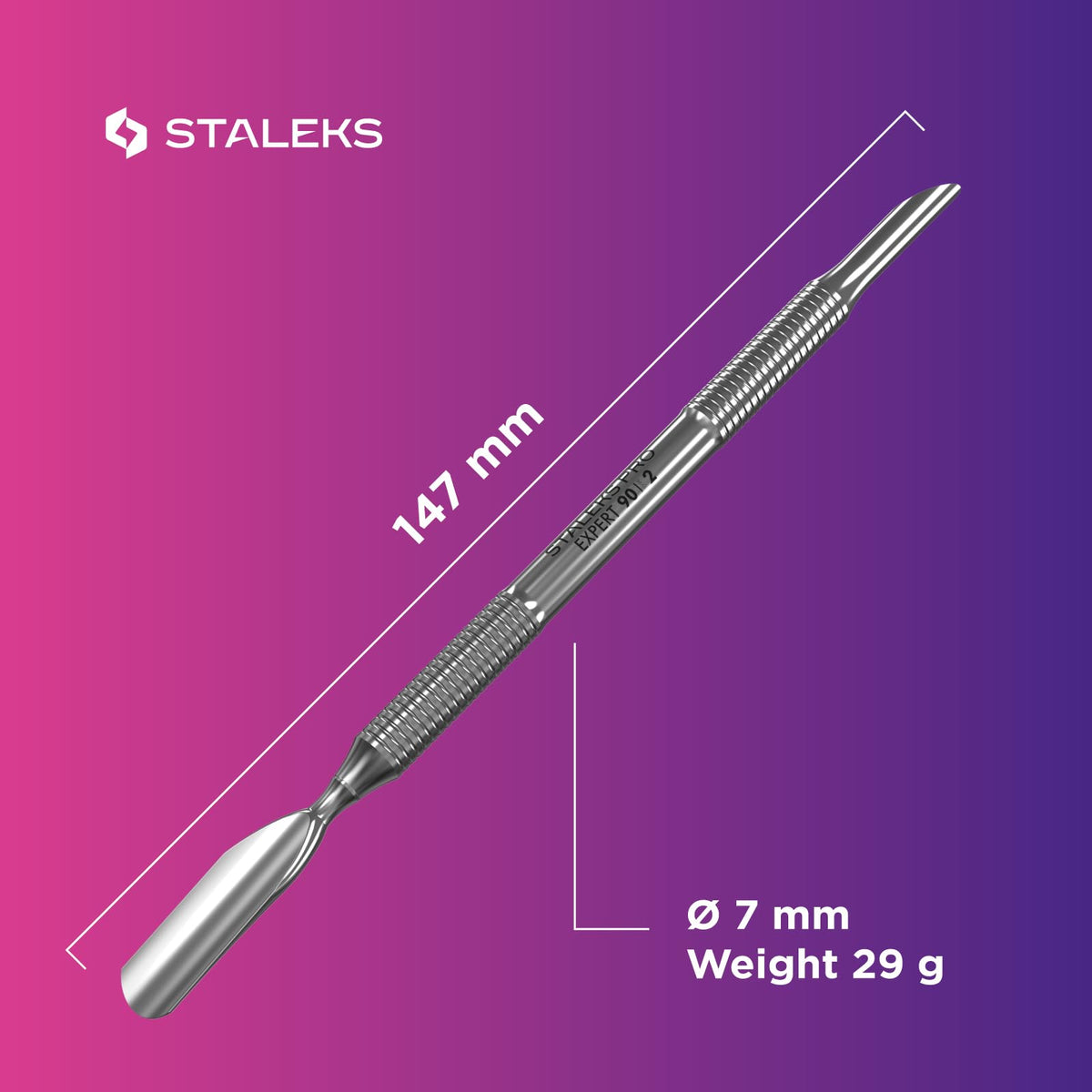 YUAKUOD Pusher Cuticle Manicure Pedicure Staleks Pro Expert Pe-90/2 Slant Pusher and Rounded Wide Pusher