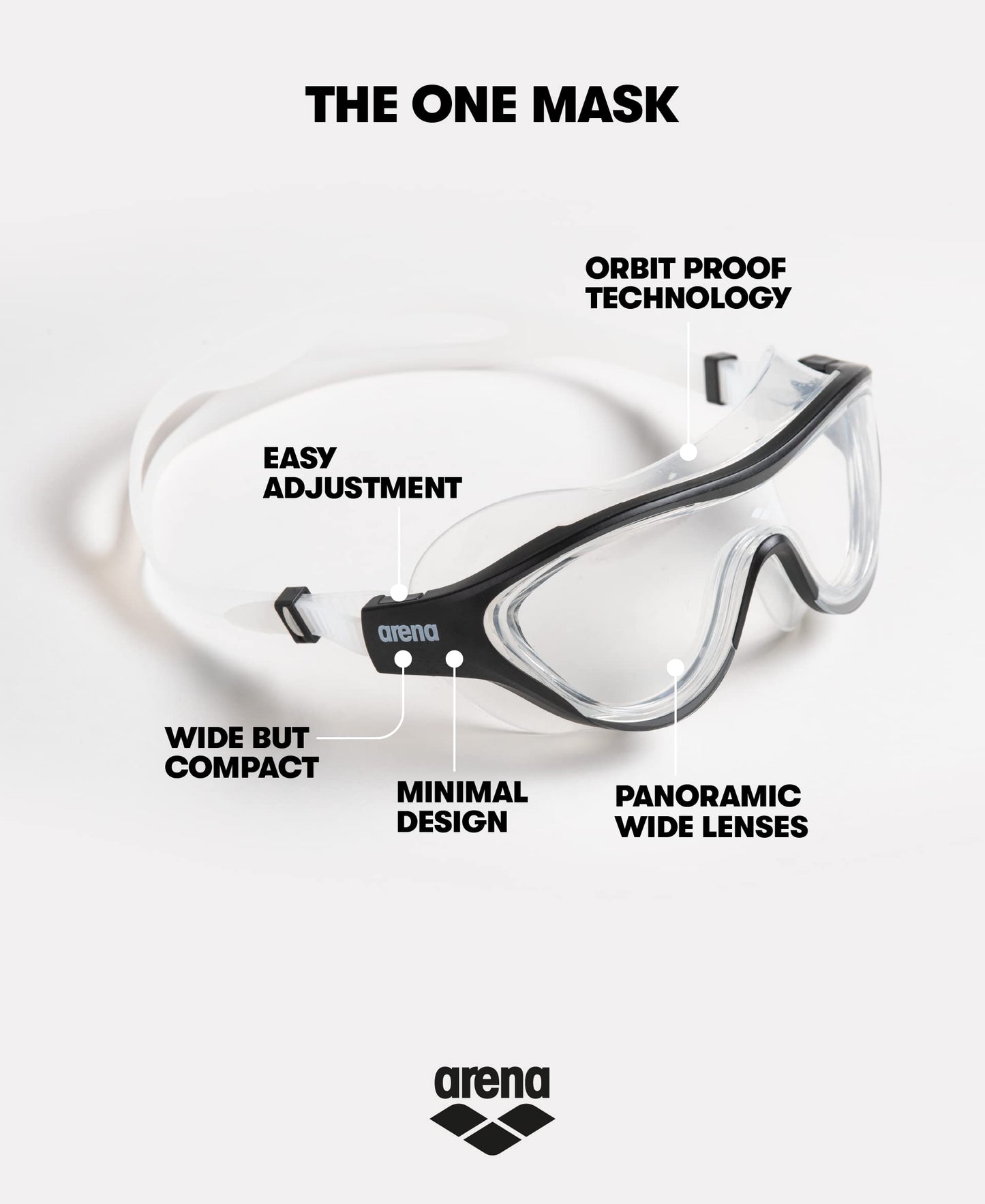 ARENA - Máscara de natación Unisex para Adultos, Unisex, para Hombres y Mujeres, Lentes de policarbonato sin Espejo, Color Ahumado/Verde Oscuro