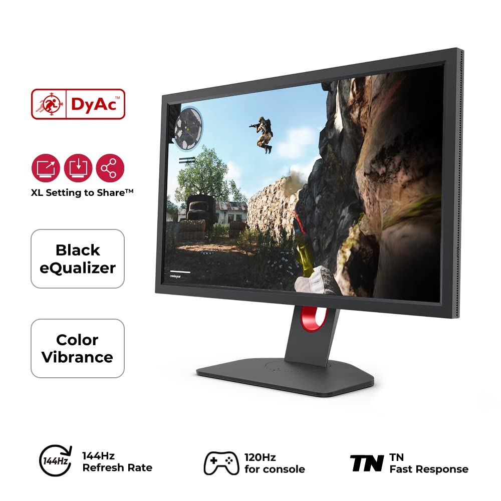 BenQ Zowie XL2411K - Monitor para Juegos (24 Pulgadas, 144 Hz, 1080 p, Base más pequeña, Soporte ergonómico, Ajuste XL para Compartir)