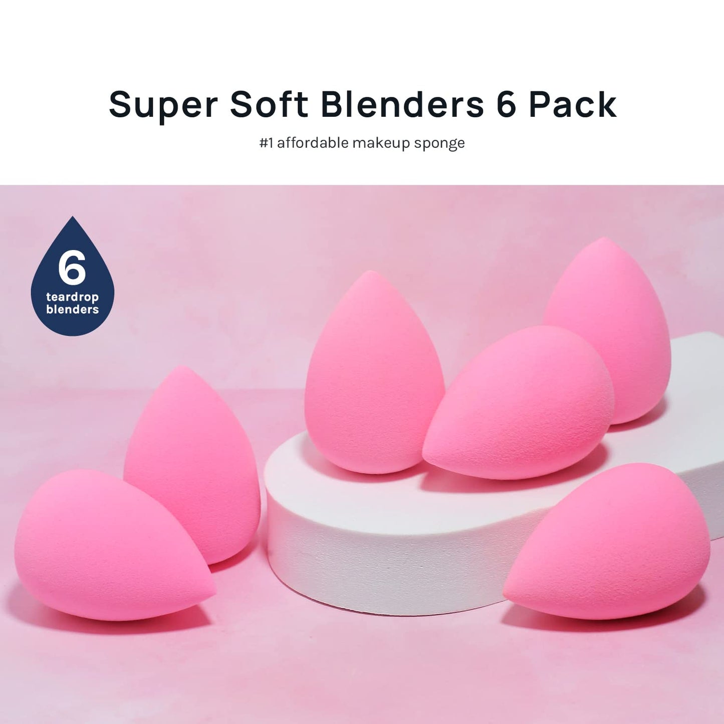 AOA STUDIO - Juego de 6 esponjas de maquillaje Collection Makeup, batidora de maquillaje sin látex y de alta definición para polvo, crema y líquido, supersuave, Wonder Blender Beauty Cosmetic