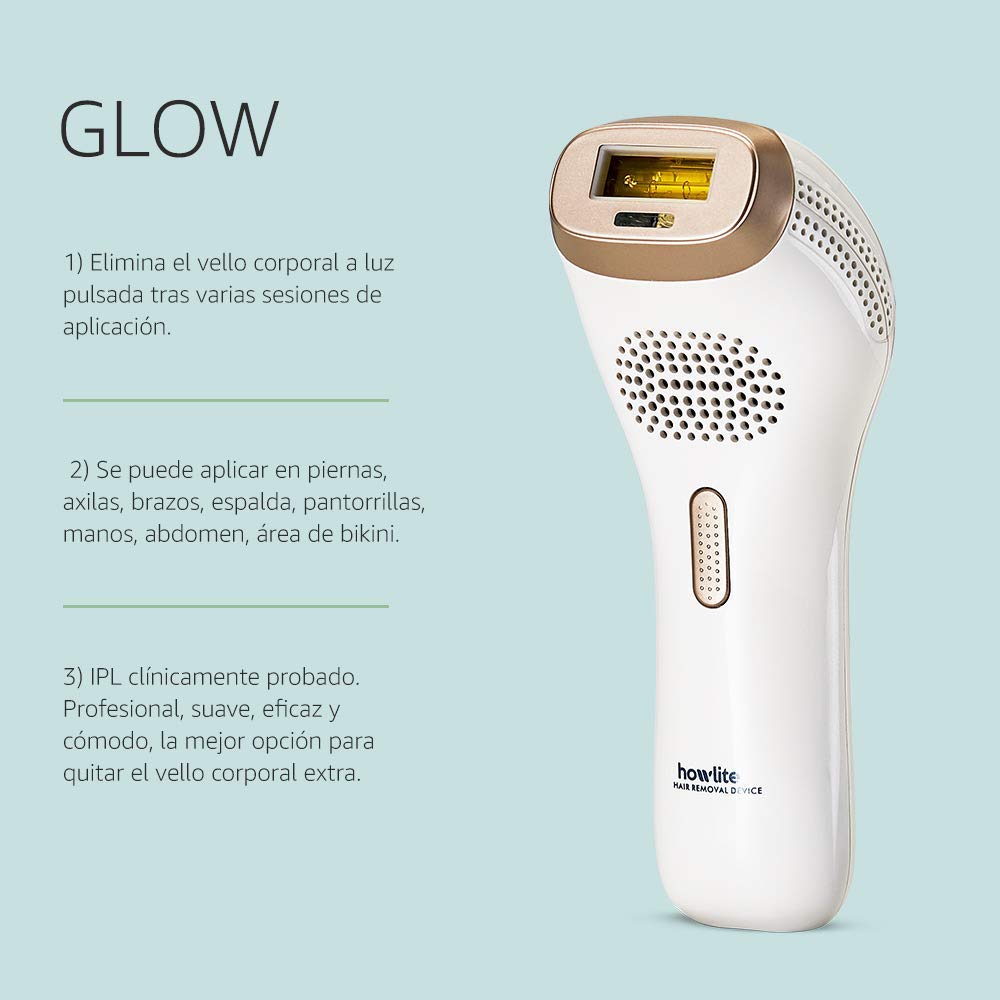 Depiladora IPL Howlite Glow blanca profesional para Eliminación de Vello y Rejuvenecimiento Corporal