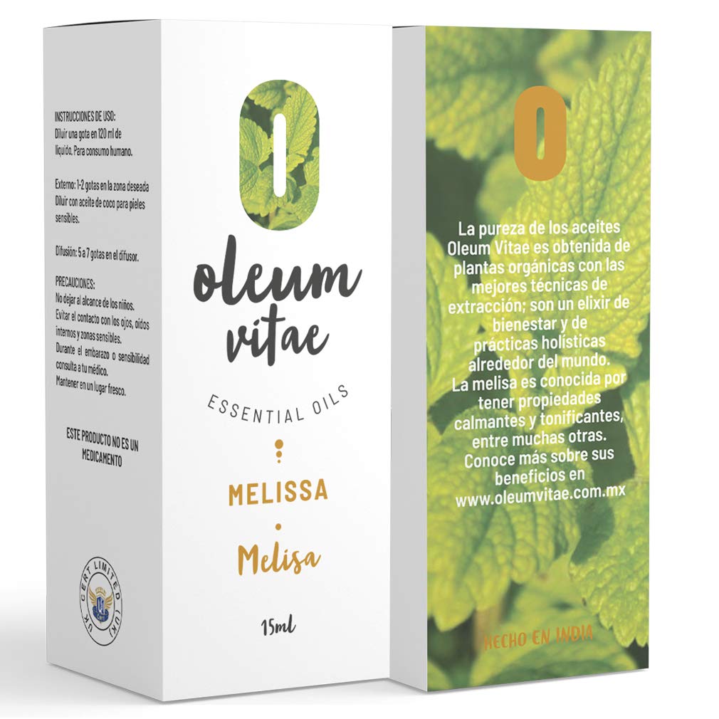 Aceite Esencial Oleum Vitae Melisa 100% Puro y Orgánico Certificado UK 15ml