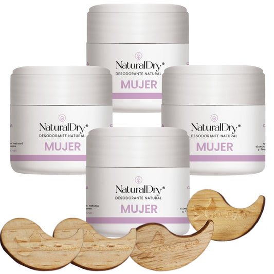 NaturalDry - Desodorante Mujer Natural - Sin Aluminio - Sin Parabenos - Olor agradable a Lavanda (4 Unidades)