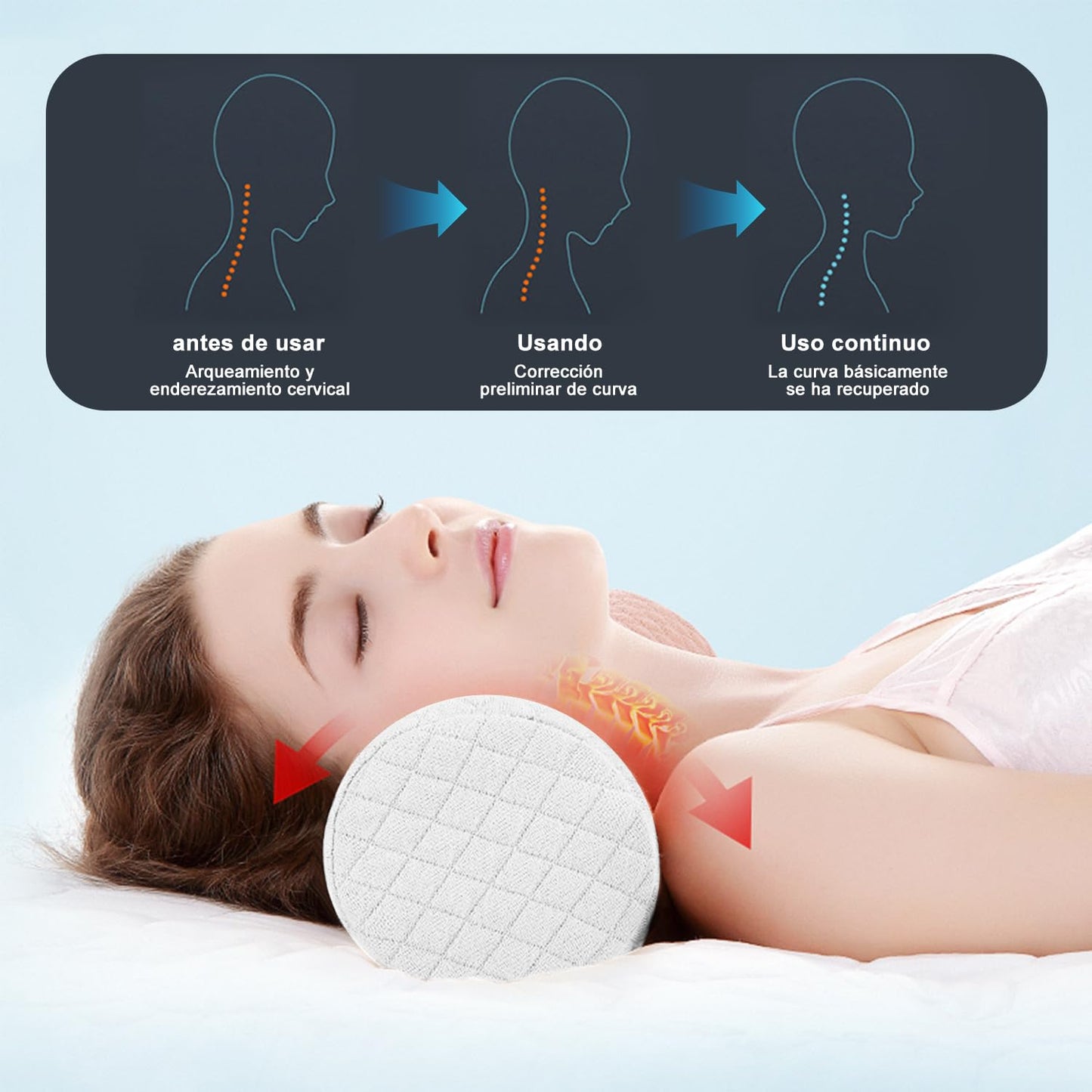 Almohada de Espuma viscoelástica para Cuello Cervical, Almohada Cilíndrica Cervical, Almohadas Enrollables para el Cuello para Dormir con Funda Extraíble Lavable