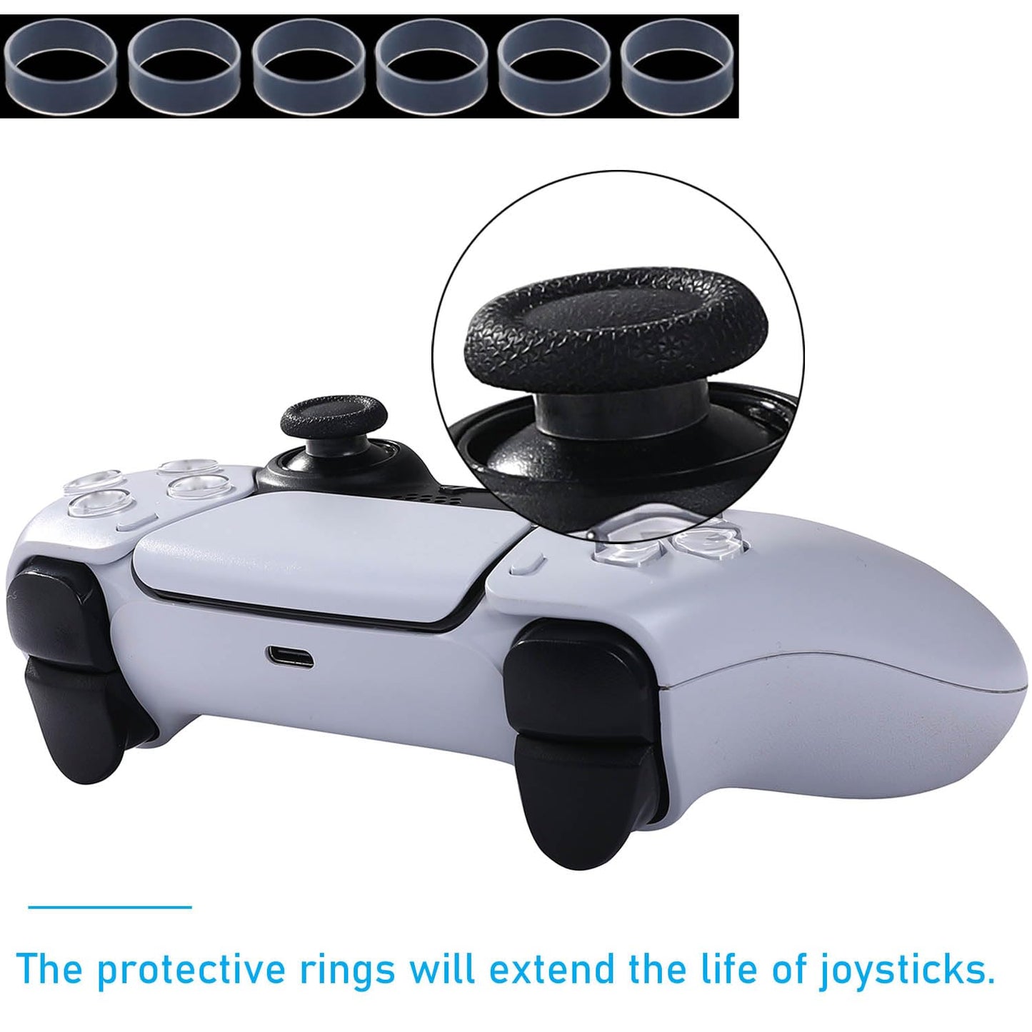 Ikpek - Juego de 6 joysticks de efecto salón de repuesto para driver DualSense PS5, sensor analógico 3D para rueda de pulgar de palanca de mando de mando de mando de mando de mando de PlayStation 5