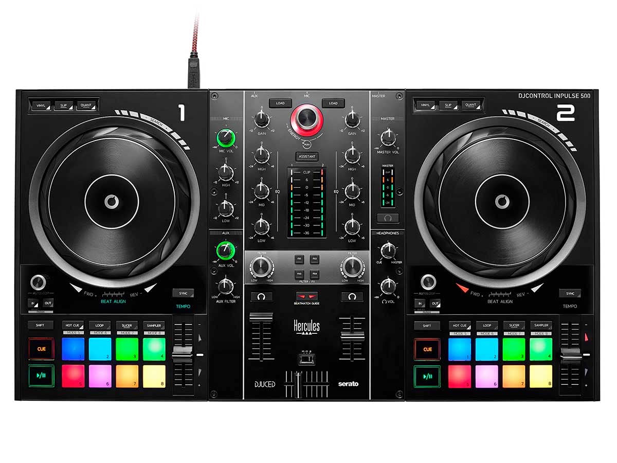 Hercules DJControl Inpulse 500: Controlador USB DJ de 2 pisos para Serato DJ y DJUCED (incluido)