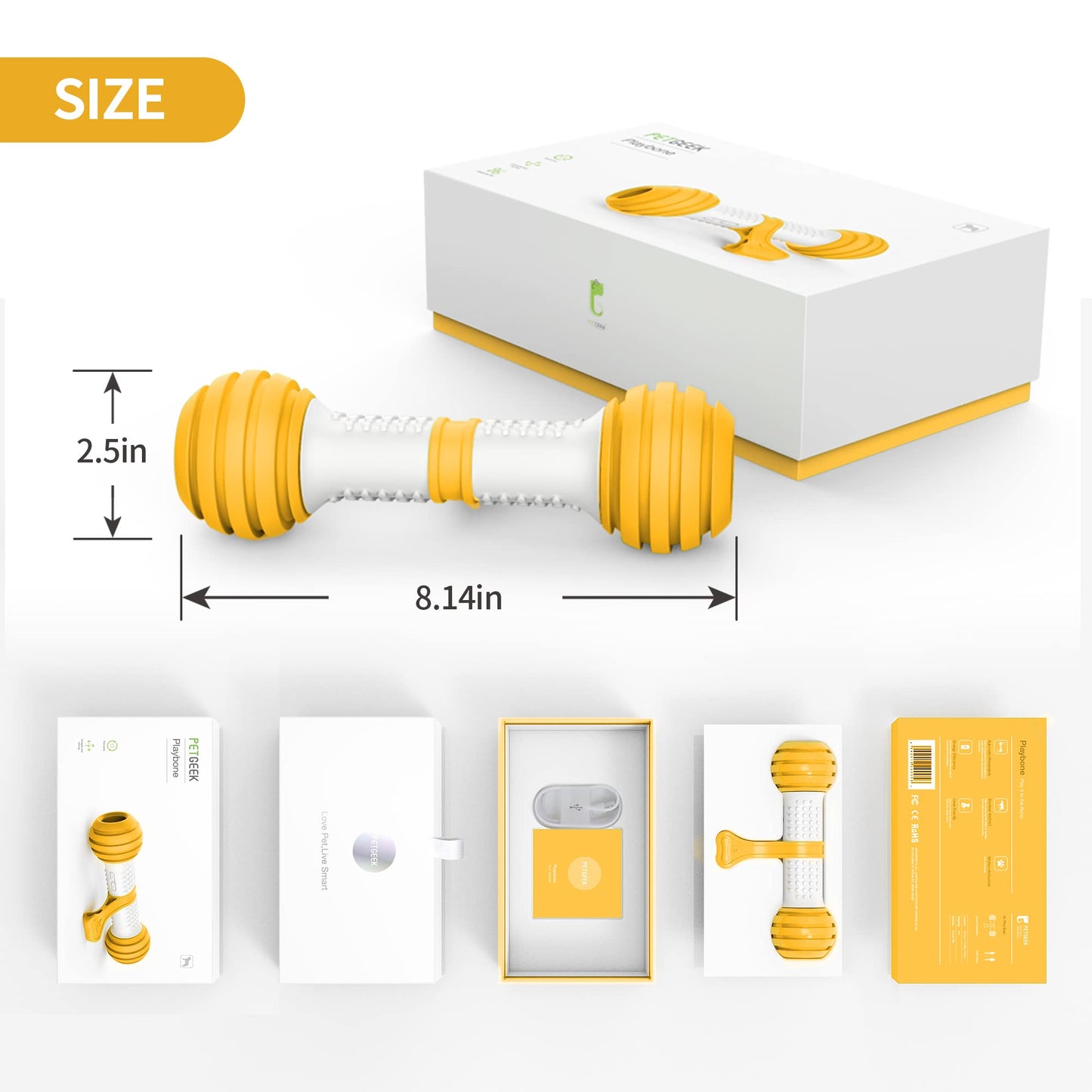 PETGEEK Juguetes Interactivos Para Perros, Juguetes Automáticos Para Perros Para Mantenerlos Ocupados, Huesos Electrónicos Para Perros Con Material Seguro Y Duradero, Equipado Con Usb Recargable () Medio A