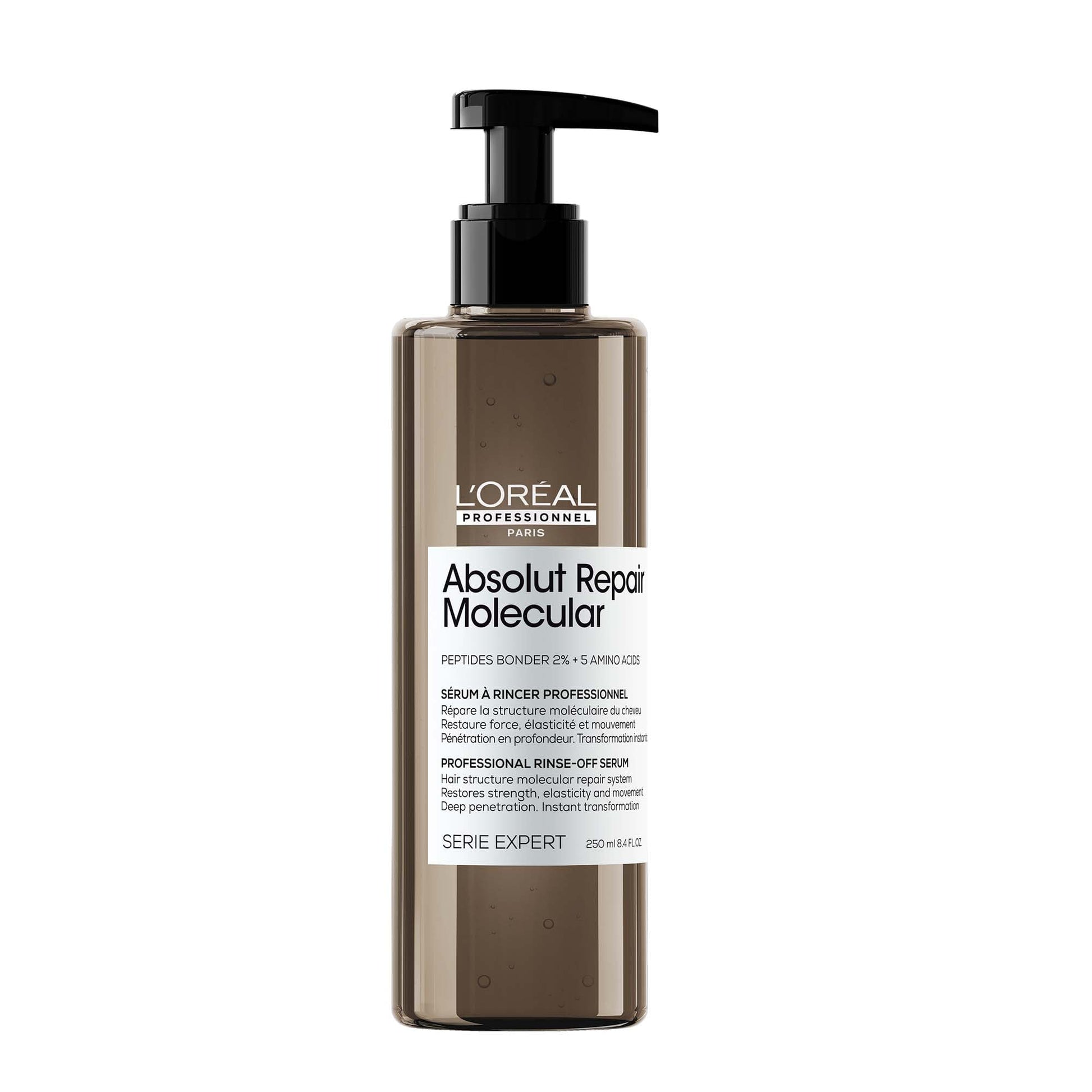 L'Oréal Professionnel Absolut Repair Molecular Sérum | Sérum con enjuague reparador molecular | Para cabello muy dañado | Con tecnología 2% reparador de péptidos + 5 aminoácidos | Repara el cabello y restaura su fuerza | Repara la estructura molecular | 2