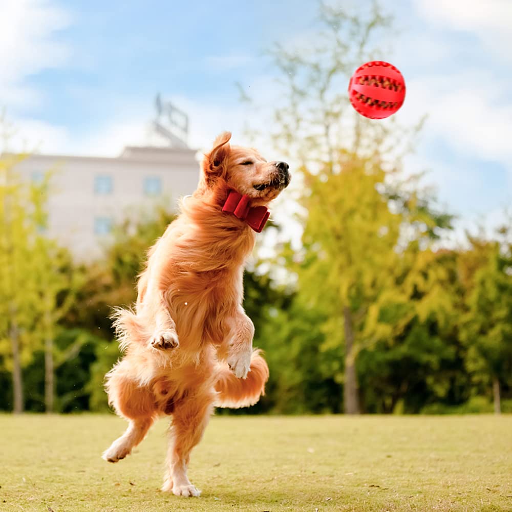LISAPRO Pelotas Grandes de Goma para Mascotas, duraderas, funcionales para Limpieza y Cuidado Dental para Mascotas, Juguete para Perro, Pelota de Goma Resistente a mordeduras (1PCS Azul + 1PCS Rojo)