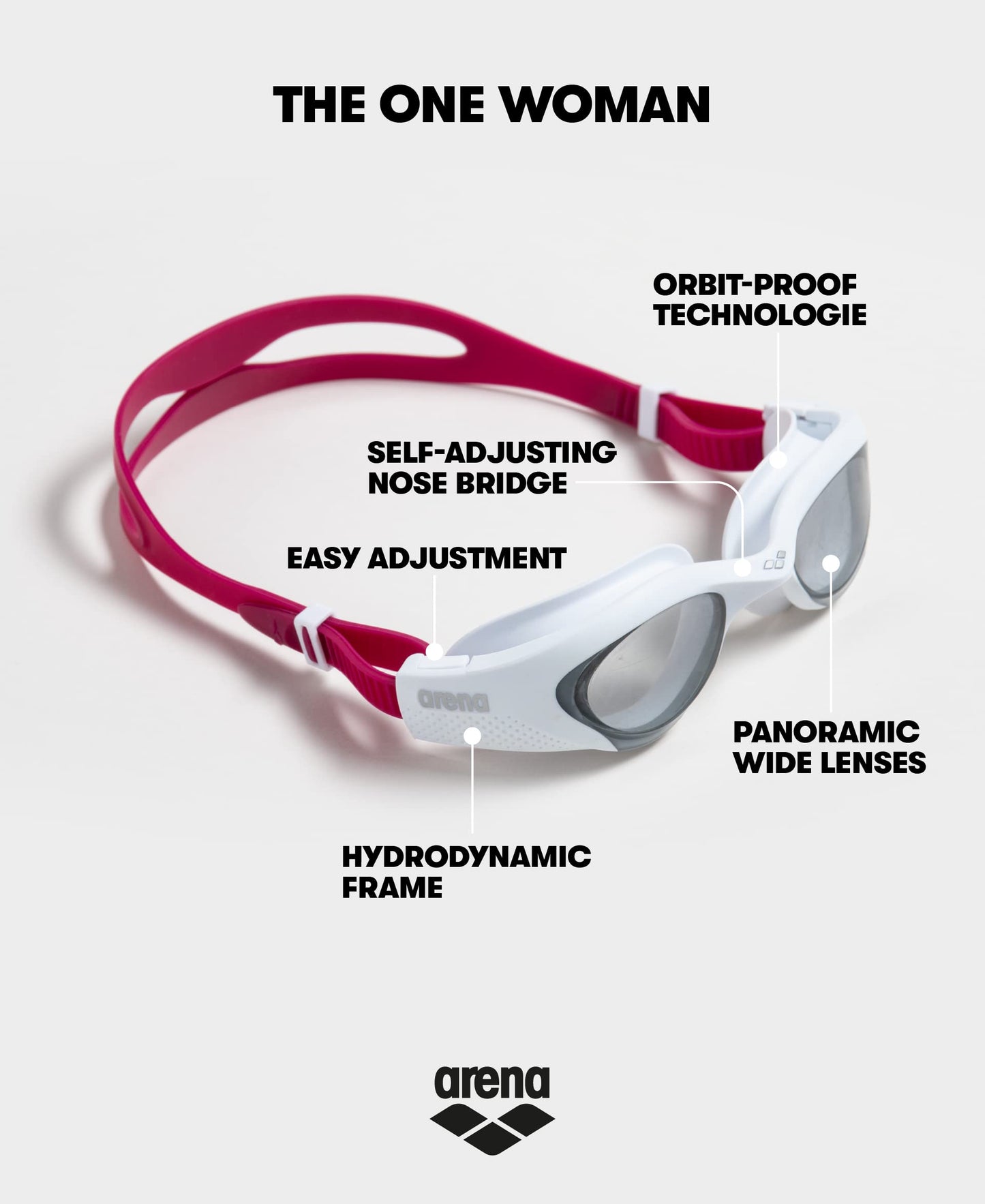 ARENA The One - anteojos de natación para Mujer con Ajuste hermético a Prueba de órbitas, Lentes antivaho de policarbonato no Espejo, Humo/Violeta/Turquesa