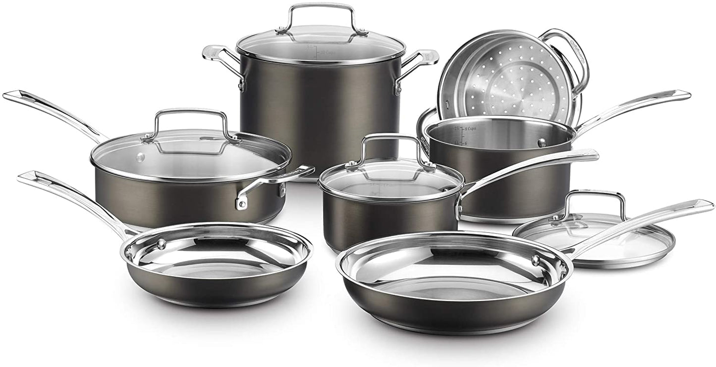 Bateria De Cocina 11 Pzs De Acero Inoxidable Negro Cuisinart