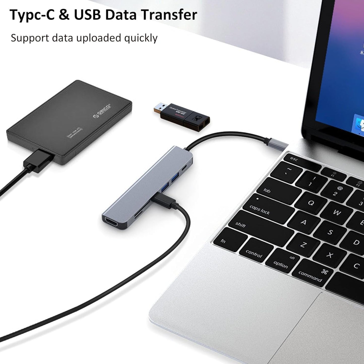 Hub USB C, 7 en 1 Adaptador Tipo C a HDMI 4K, USB 3.0, PD Carga 100W, Lector de Tarjetas SD TF, 5Gbps USB C Datos Puerto Compatible con MacBook Pro Air iPad DELL Switch Steam Deck etc.