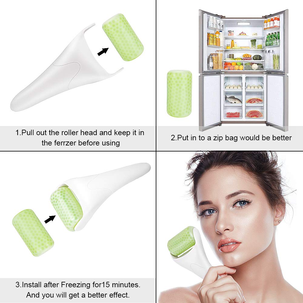 Rodillo de hielo BFASU para aliviar la hinchazón de la cara y los ojos, para aliviar la migraña, rodillo facial de hielo para mujeres, masajeador facial, lesiones menores, alivio de dolores de cabeza, producto antiarrugas para el cuidado de la piel