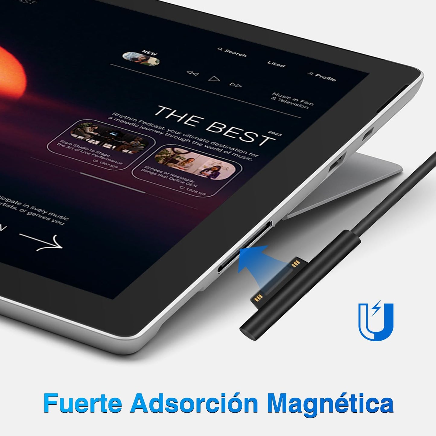 Adaptador de Carga Tipo C Hembra a Microsoft Surface en Negro Carga Rápida 65W para Surface Pro 3/4/5/6 GO Book 1/2 Laptop 1/2