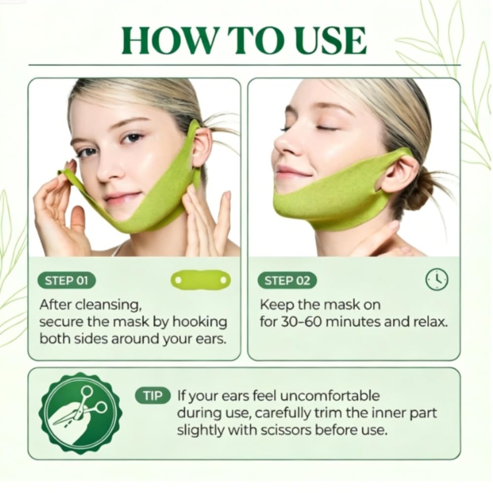 Parche Hidrogel Orejero V‑Line para Papada y Mandíbula, Efecto Frío Reafirmante, Hidratante para Contorno Facial, 4 Piezas